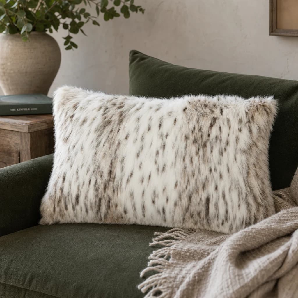 Bosie Lamina Animal Print Rectangular Fur Cushion - Decorative, photo 1 of 8