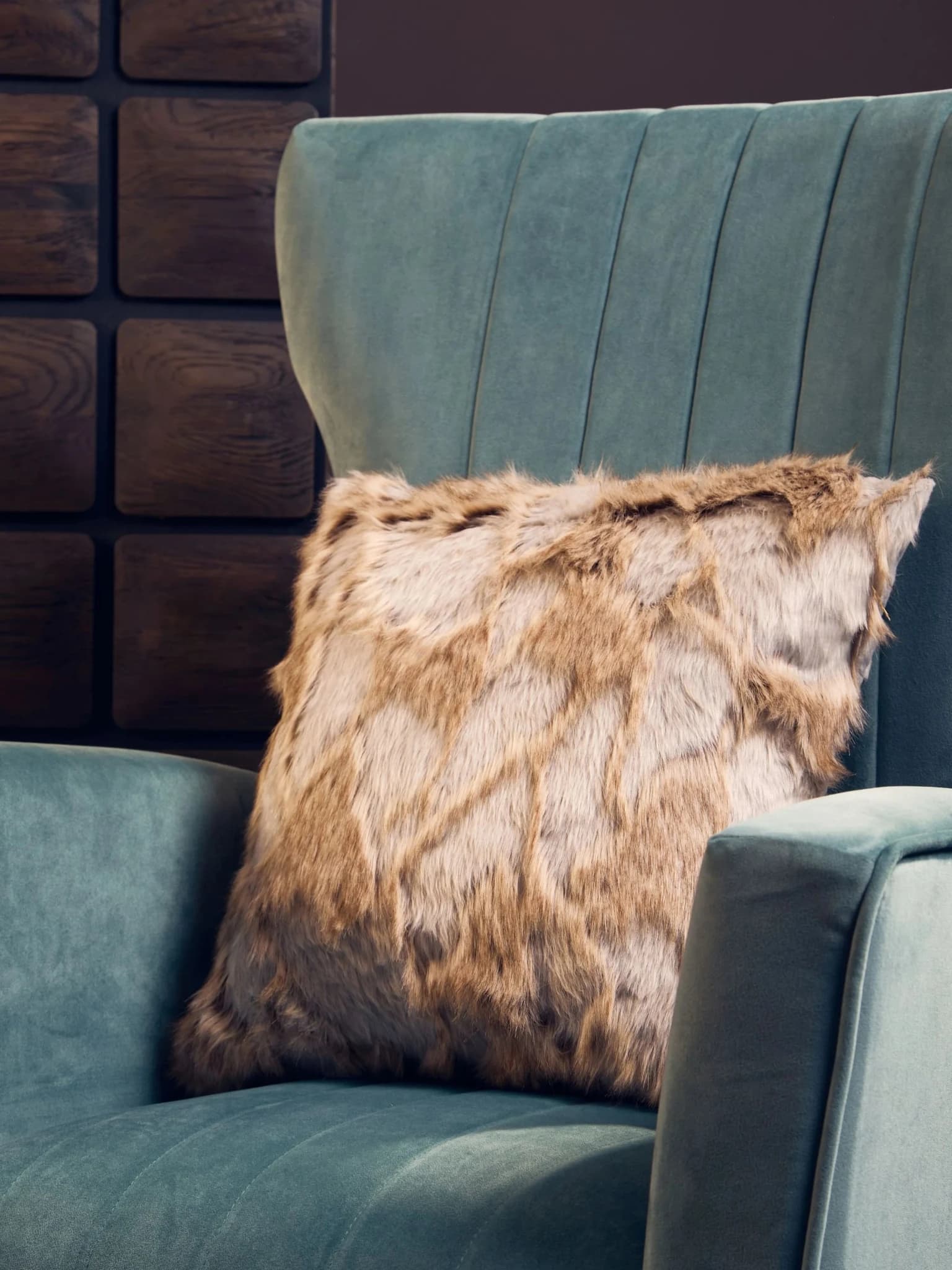Bosie Lamina Grey And Natural Square Fur Cushion - Decorative, photo 4 of 8