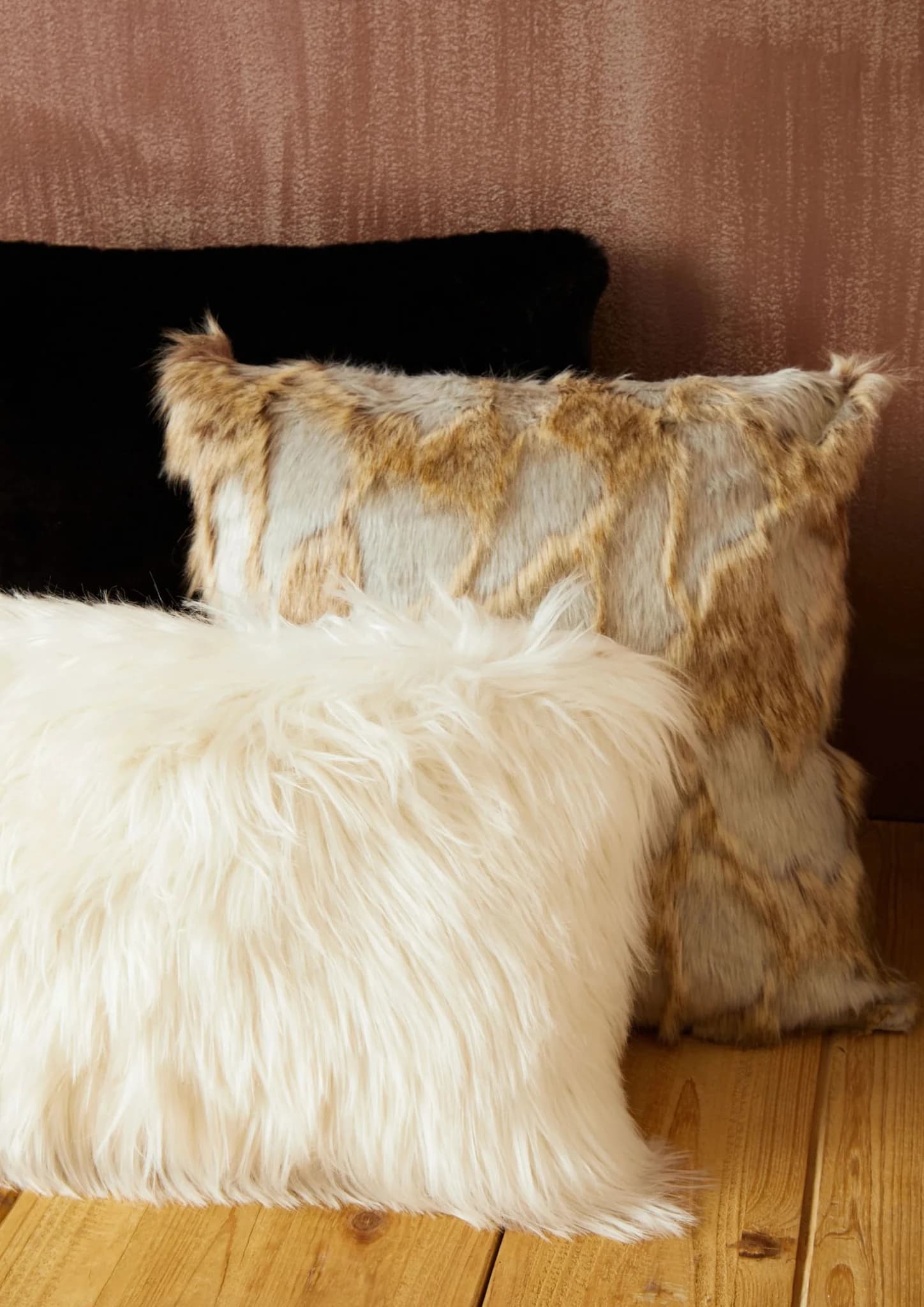 Bosie Lamina Grey And Natural Square Fur Cushion - Decorative, photo 2 of 8