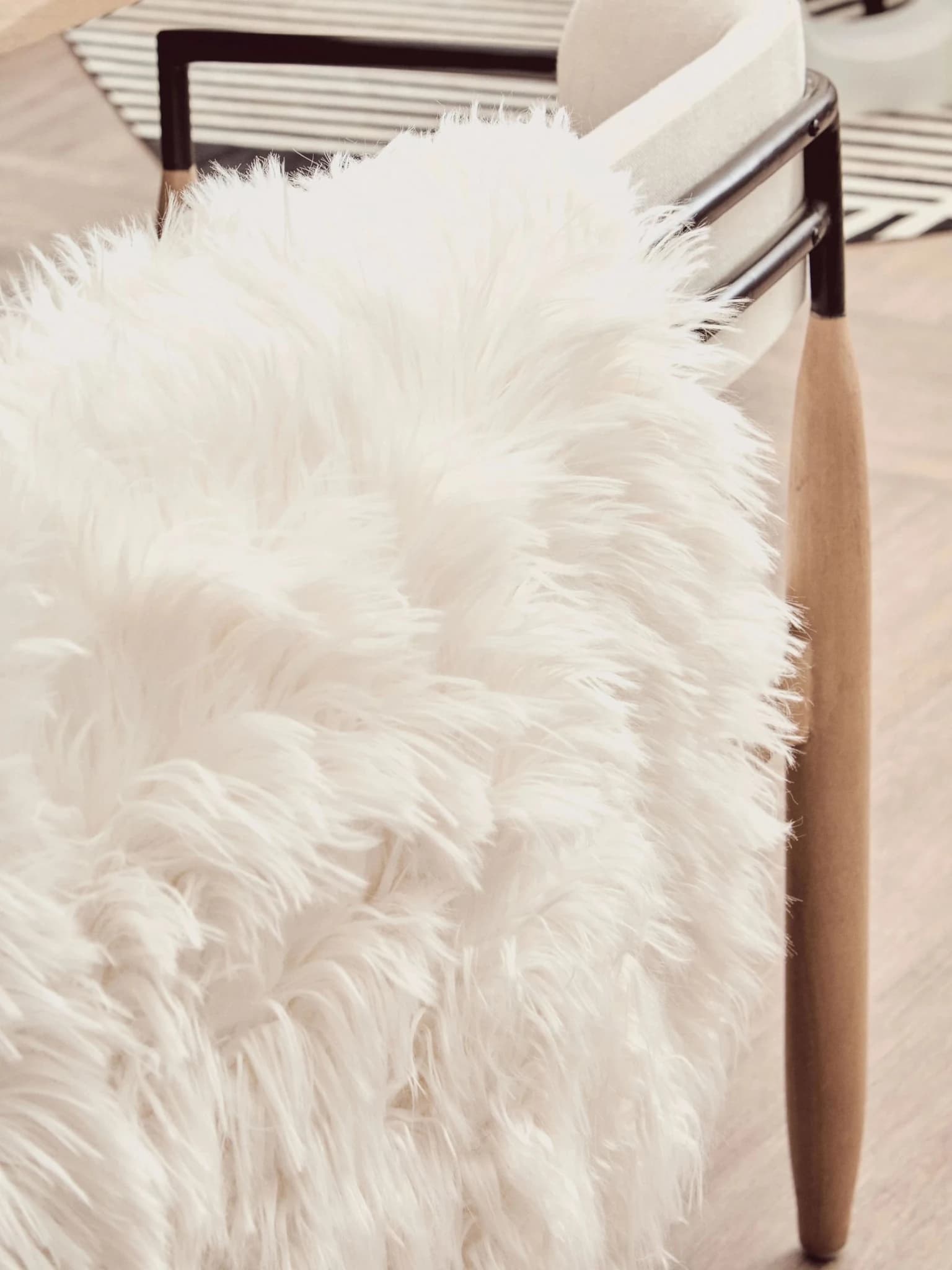 Bosie Lamina Cream Faux Fur Throw - Decorative, photo 2 of 8