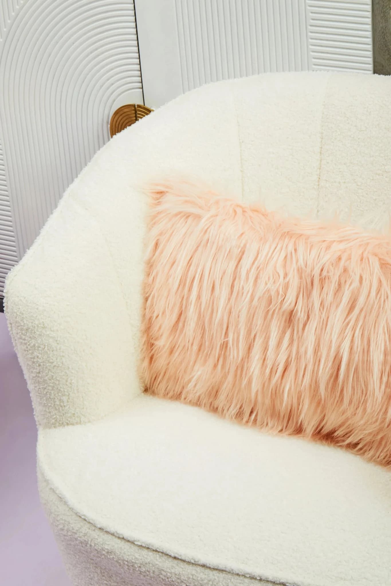 Bosie Mongolian Faux Fur Pink Rectangular Cushion - Decorative, photo 2 of 7