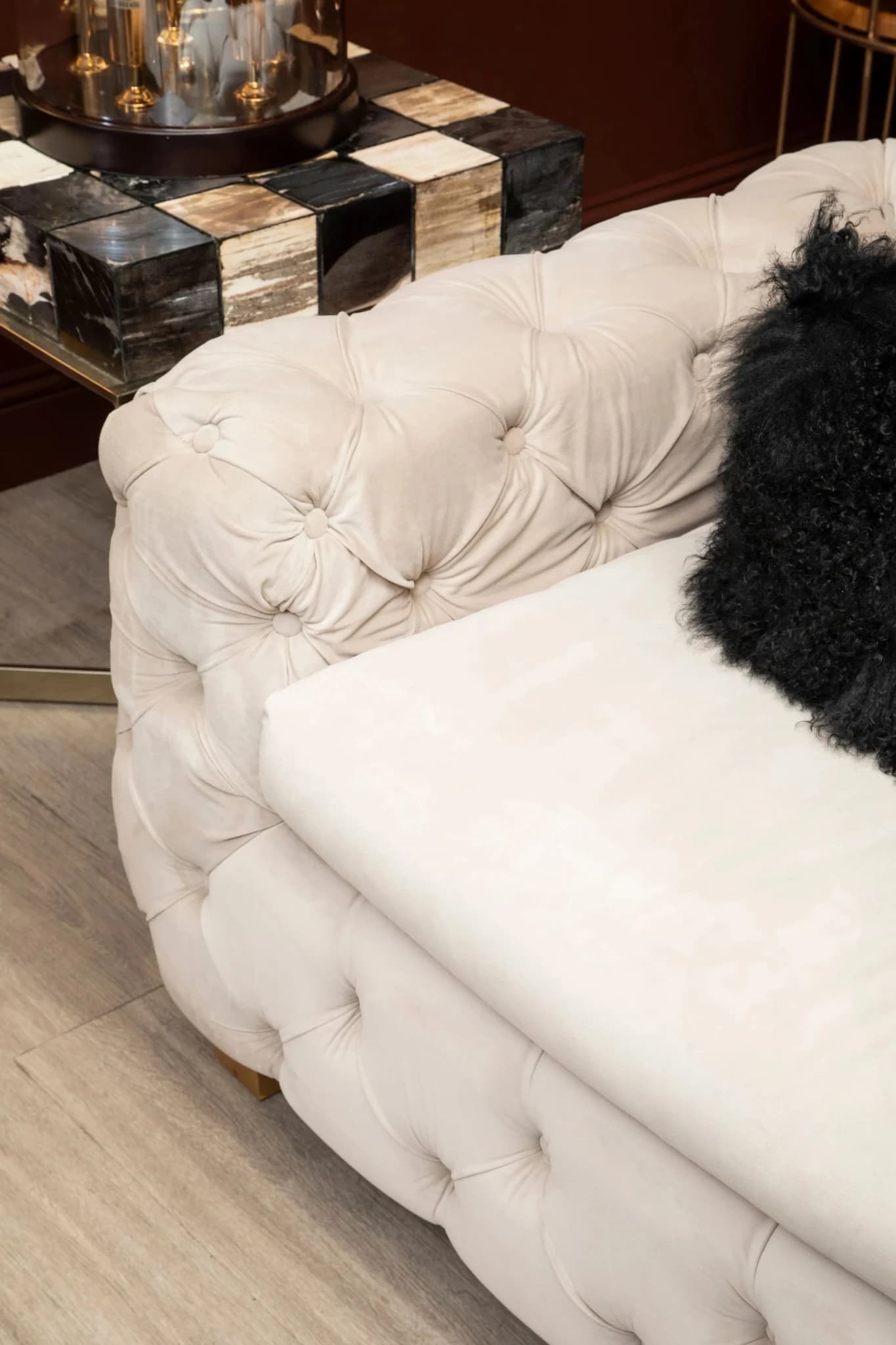 Bosie Real Mongolian Fur Black Square Cushion - Decorative, photo 3 of 6