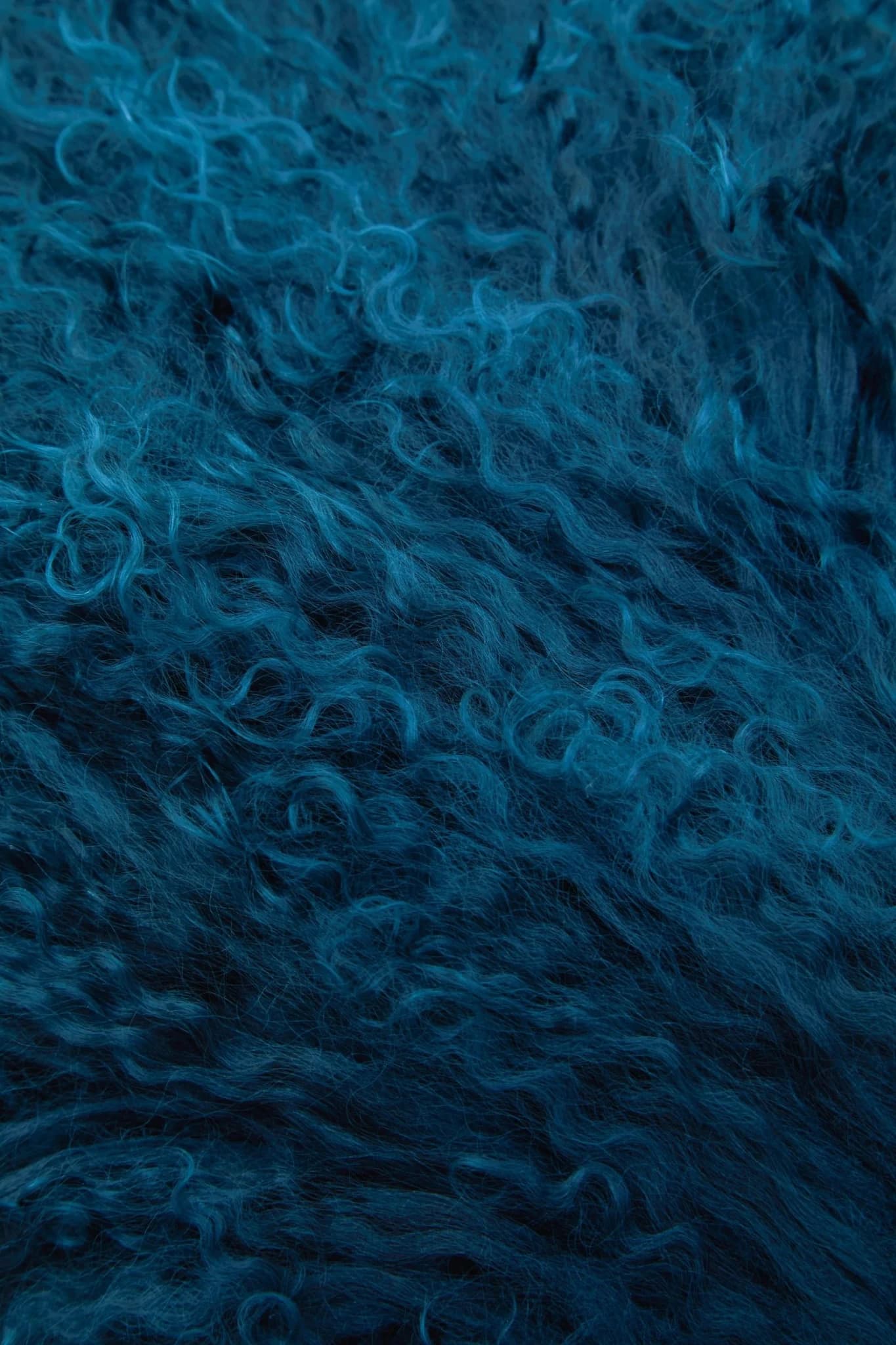 Bosie Real Mongolian Fur Teal Rectangular Cushion - Decorative, photo 3 of 4
