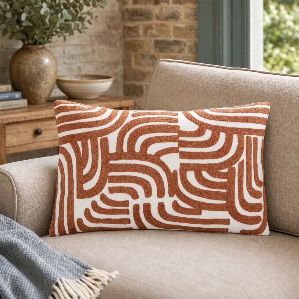 Bosie Ozella Natural and Terracotta Rectangular Cushion - Decorative, photo 1 of 8