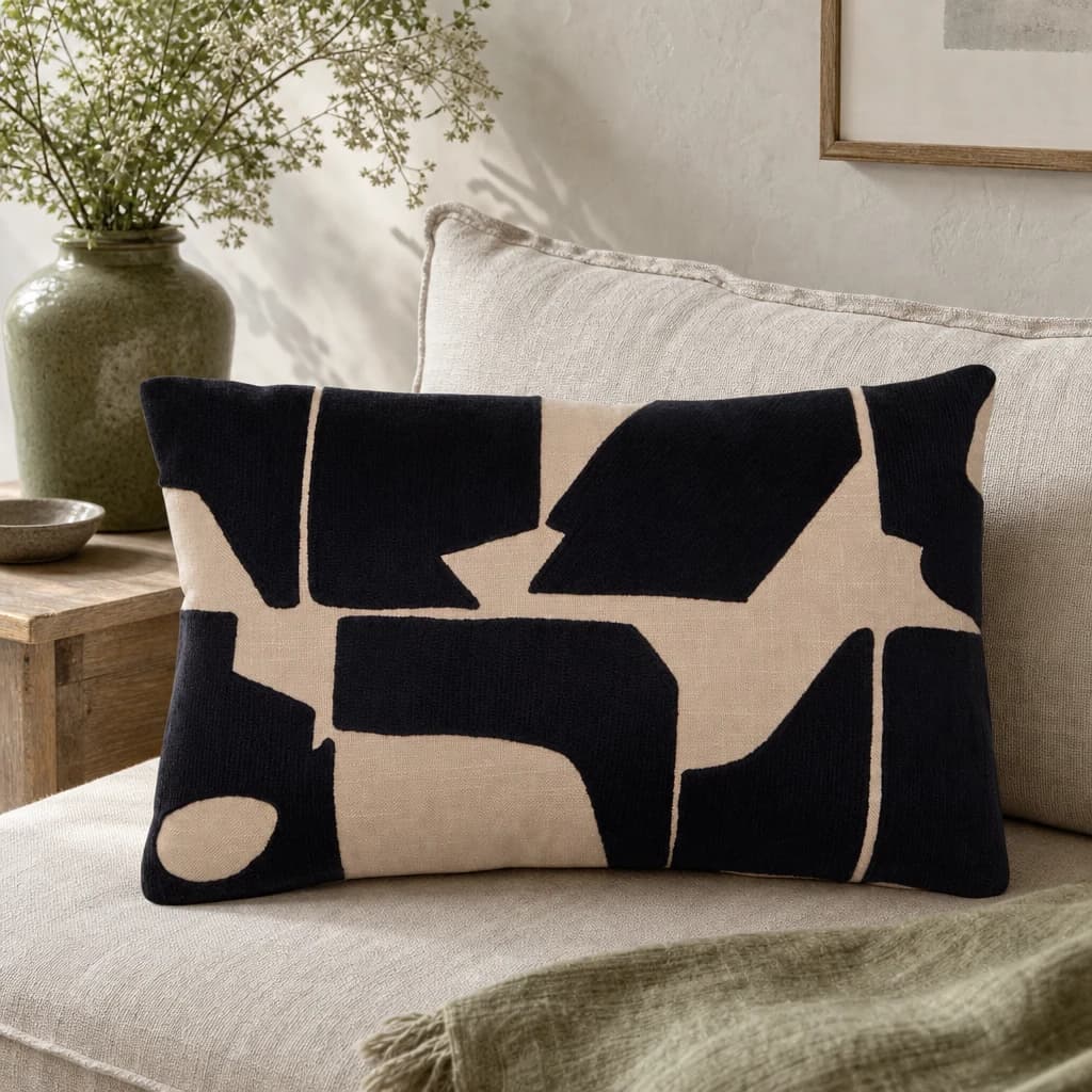Bosie Ozella Black and Natural Rectangular Cushion - Decorative, photo 1 of 8