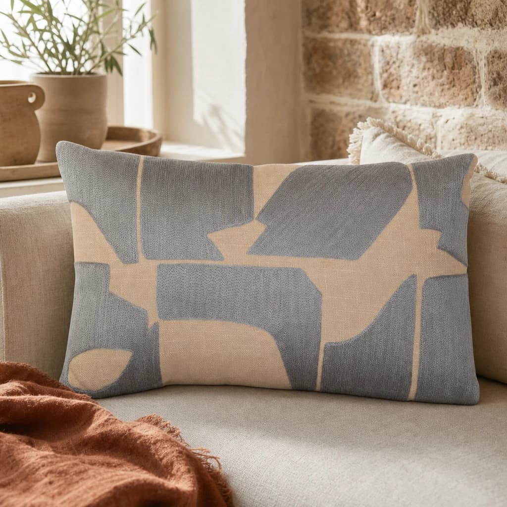 Bosie Ozella Natural And Grey Rectangular Cushion - Decorative, photo 1 of 8