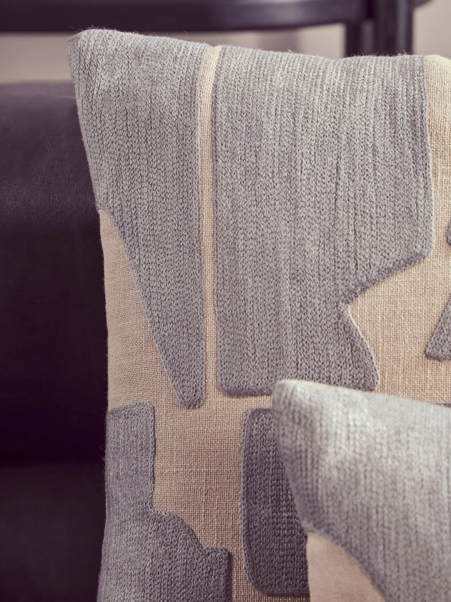 Bosie Ozella Natural And Grey Square Cushion - Decorative, photo 3 of 8