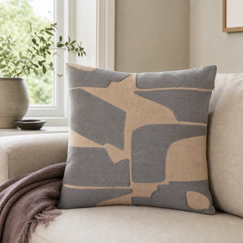 Bosie Ozella Natural And Grey Square Cushion - Decorative, photo 1 of 8