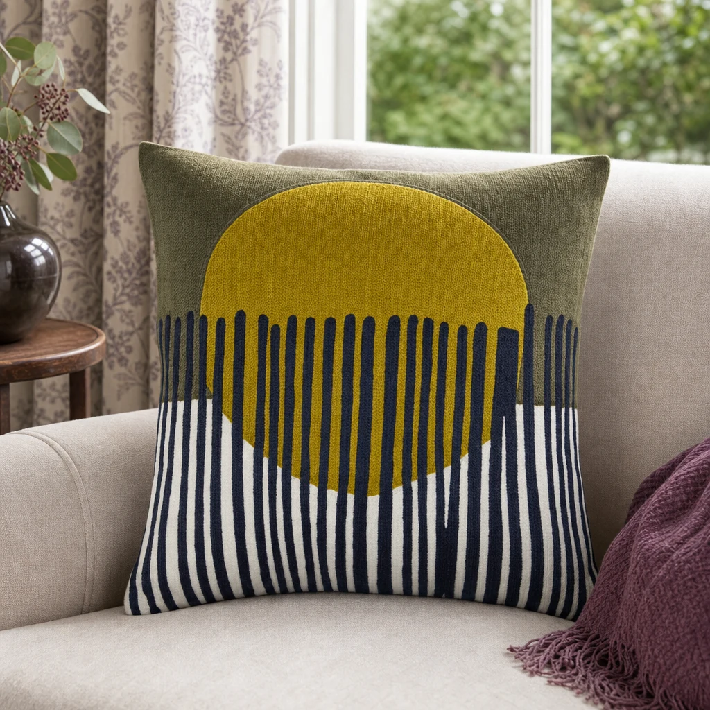 Bosie Ozella Green And White Square Cushion - Decorative, photo 1 of 8