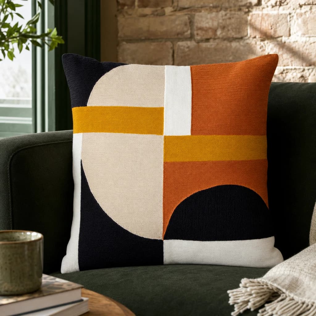 Bosie Ozella Multi Colour Geometric Design Square Cushion - Decorative, photo 1 of 8