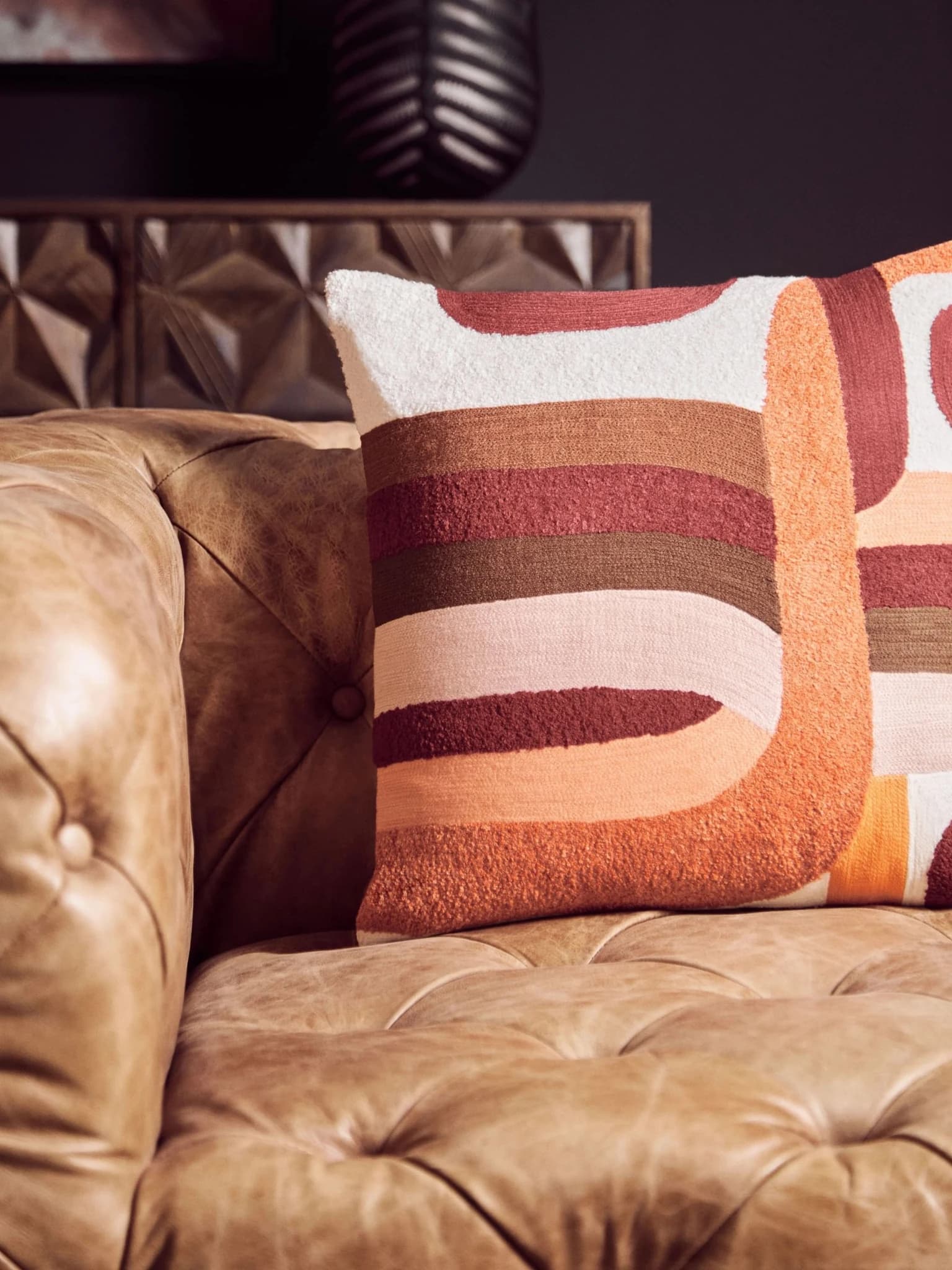 Bosie Ozella Multi Coloured Brushstroke Design Square Cushion - Decorative, photo 3 of 7