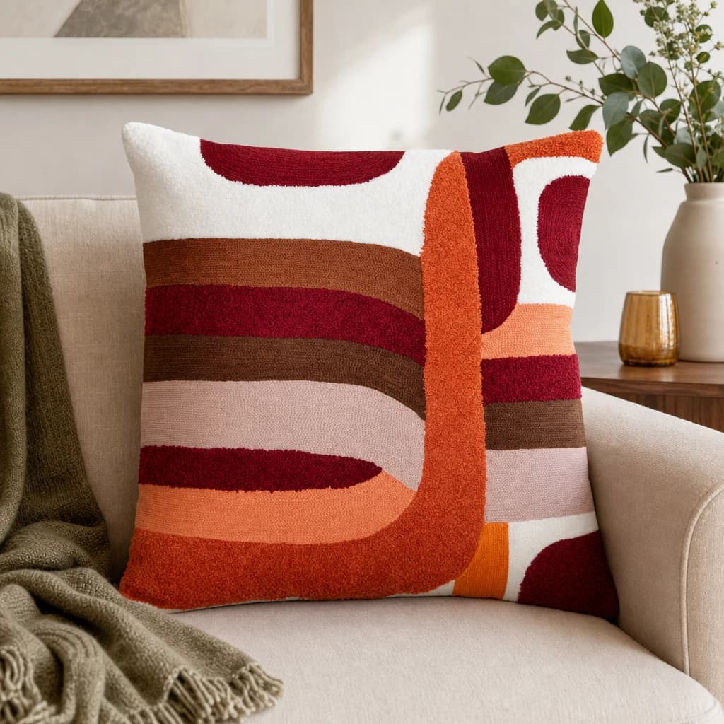 Bosie Ozella Multi Coloured Brushstroke Design Square Cushion - Decorative, photo 1 of 7