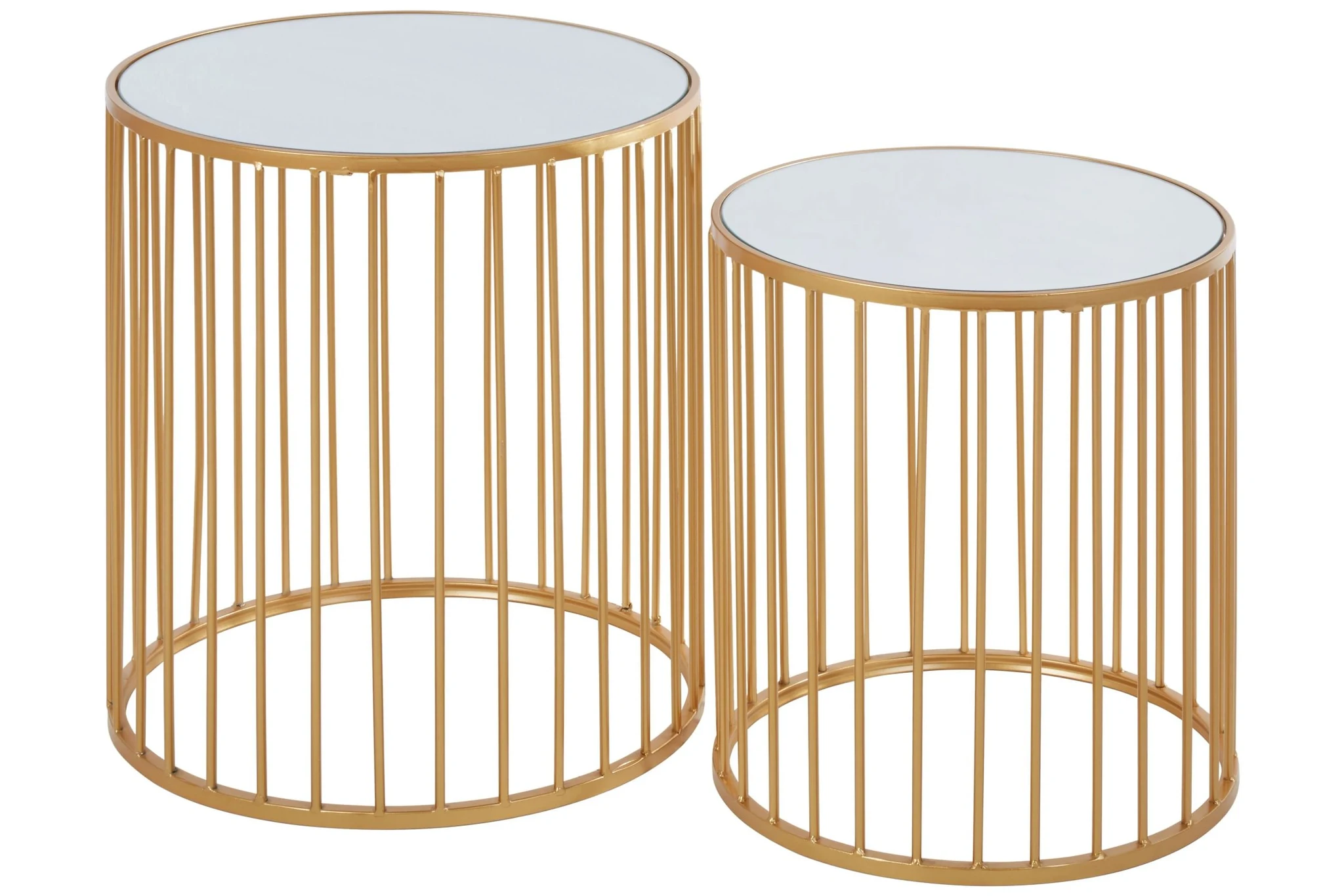 Avantis Gold and Mirror Top Set of 2 Round Side Tables - Tables, photo 5 of 8