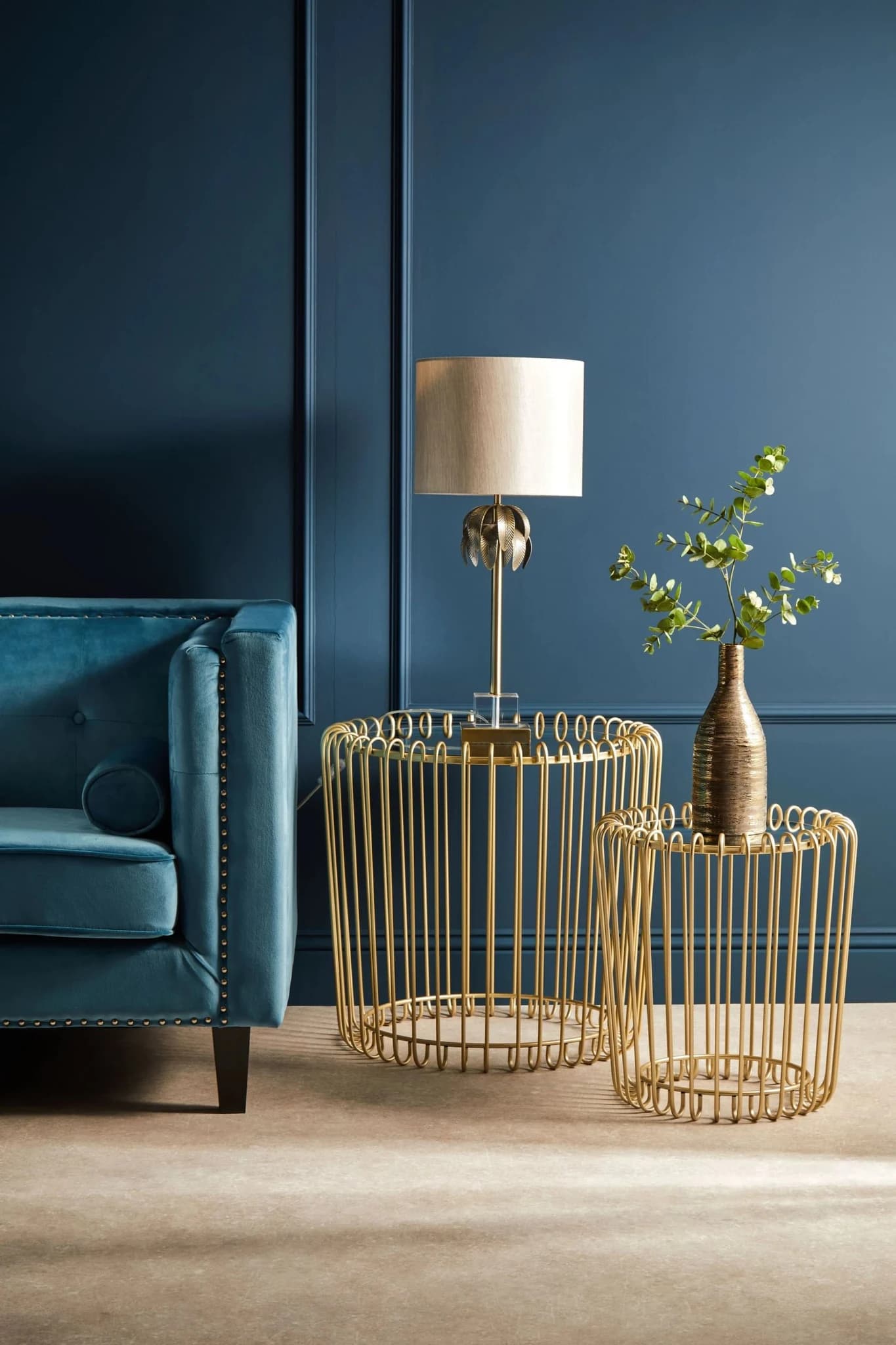 Avantis Set Of Two Champagne Wireframe Side Tables - Tables, photo 4 of 7