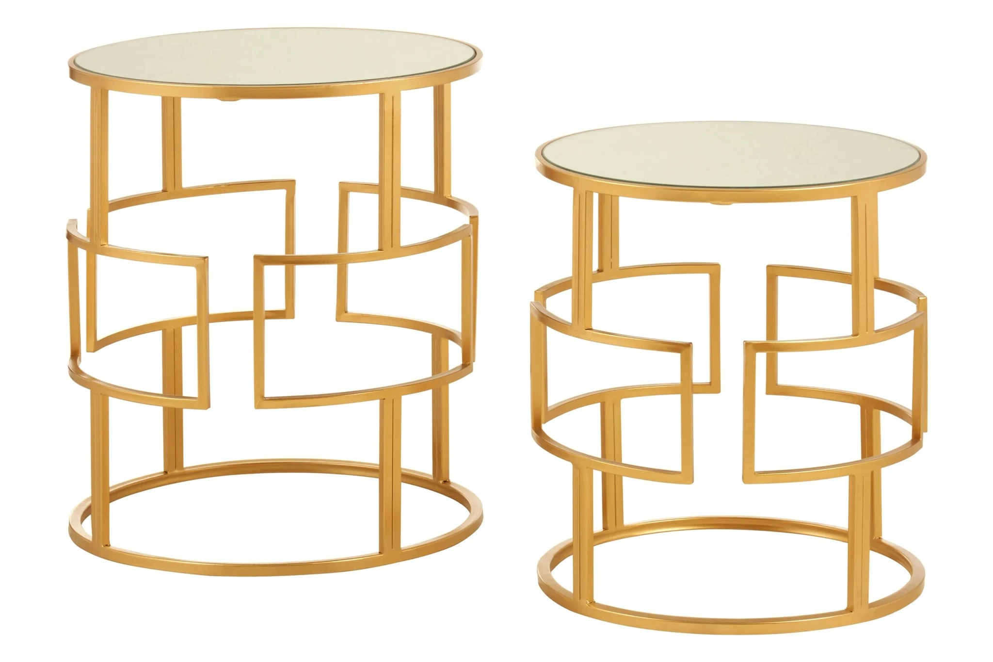 Avantis Set Of Two Gold Metal Round Side Tables - Tables, photo 2 of 5