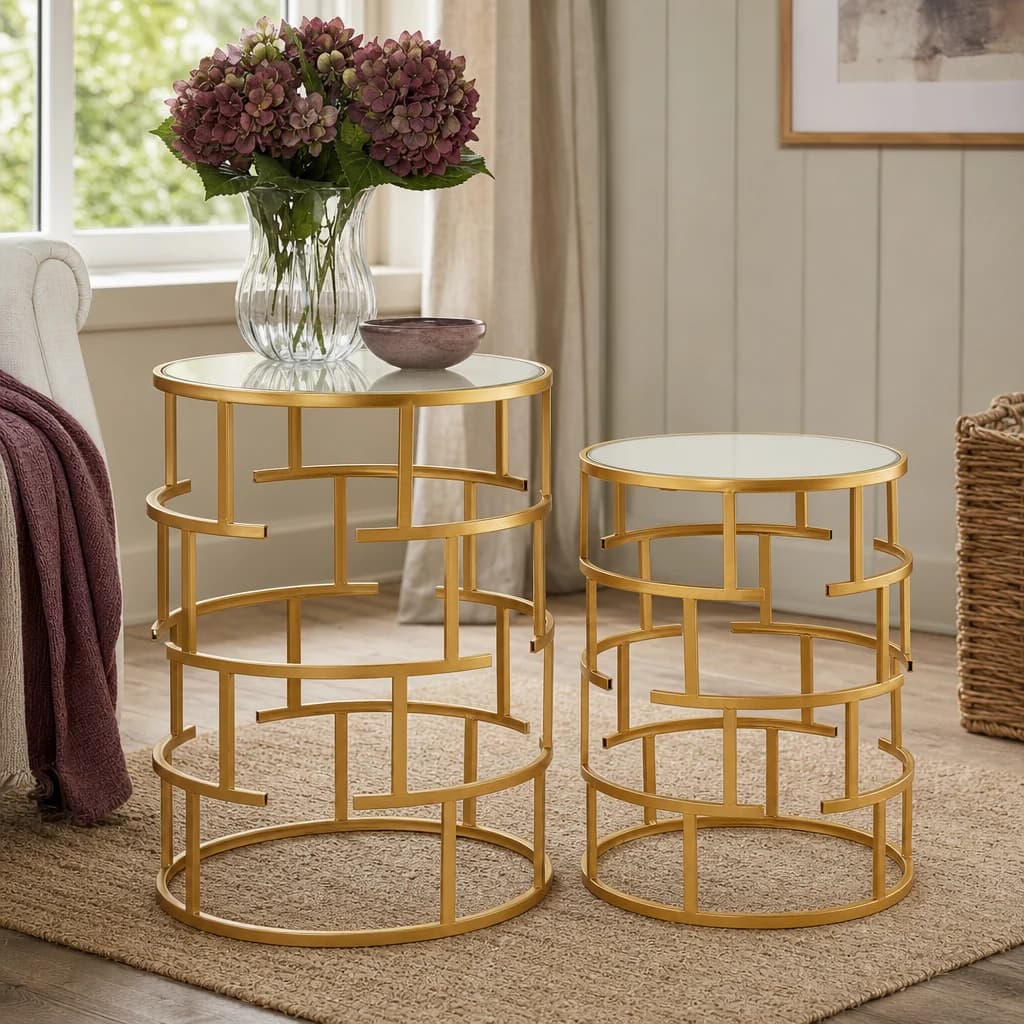 Avantis Set Of 2 Maze Design Side Tables - Tables, photo 1 of 8
