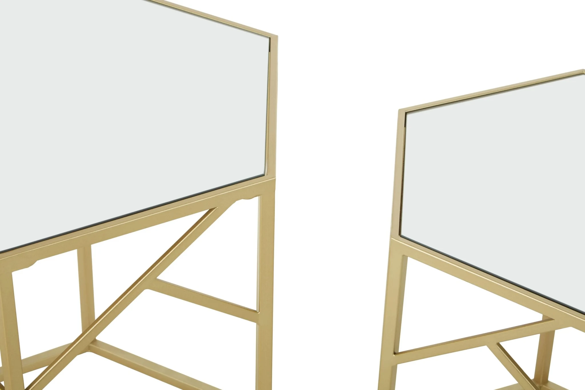 Avantis Champagne Finish and Mirror Set Of 2 Hexagonal Side Tables - Tables, photo 8 of 8