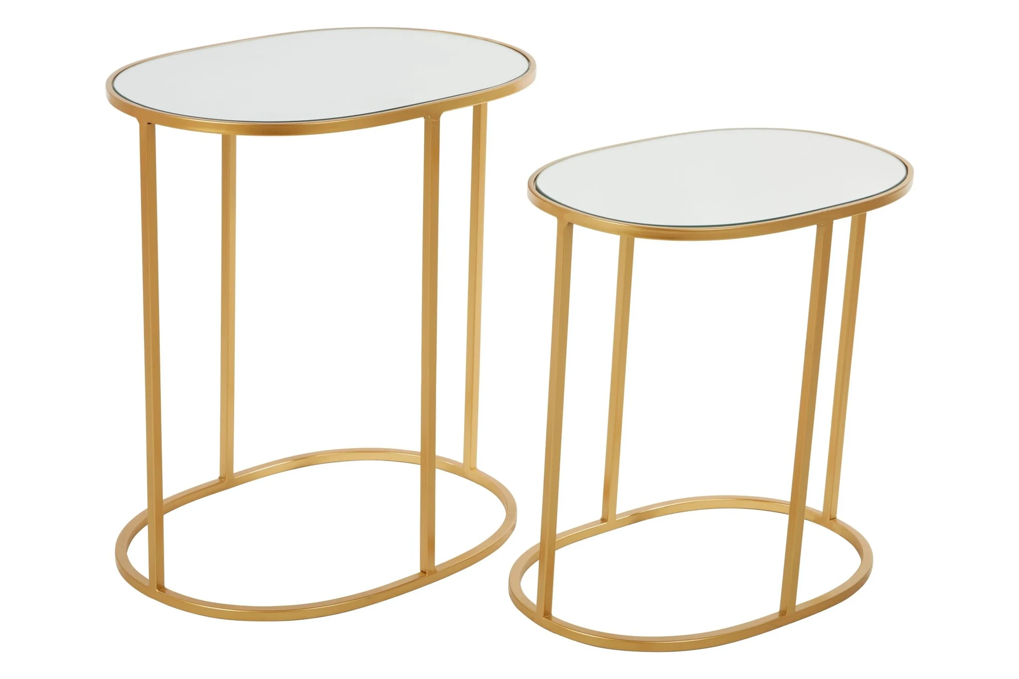 Avantis Gold Finish Set Of 2 Oval Side Tables - Tables, photo 7 of 8