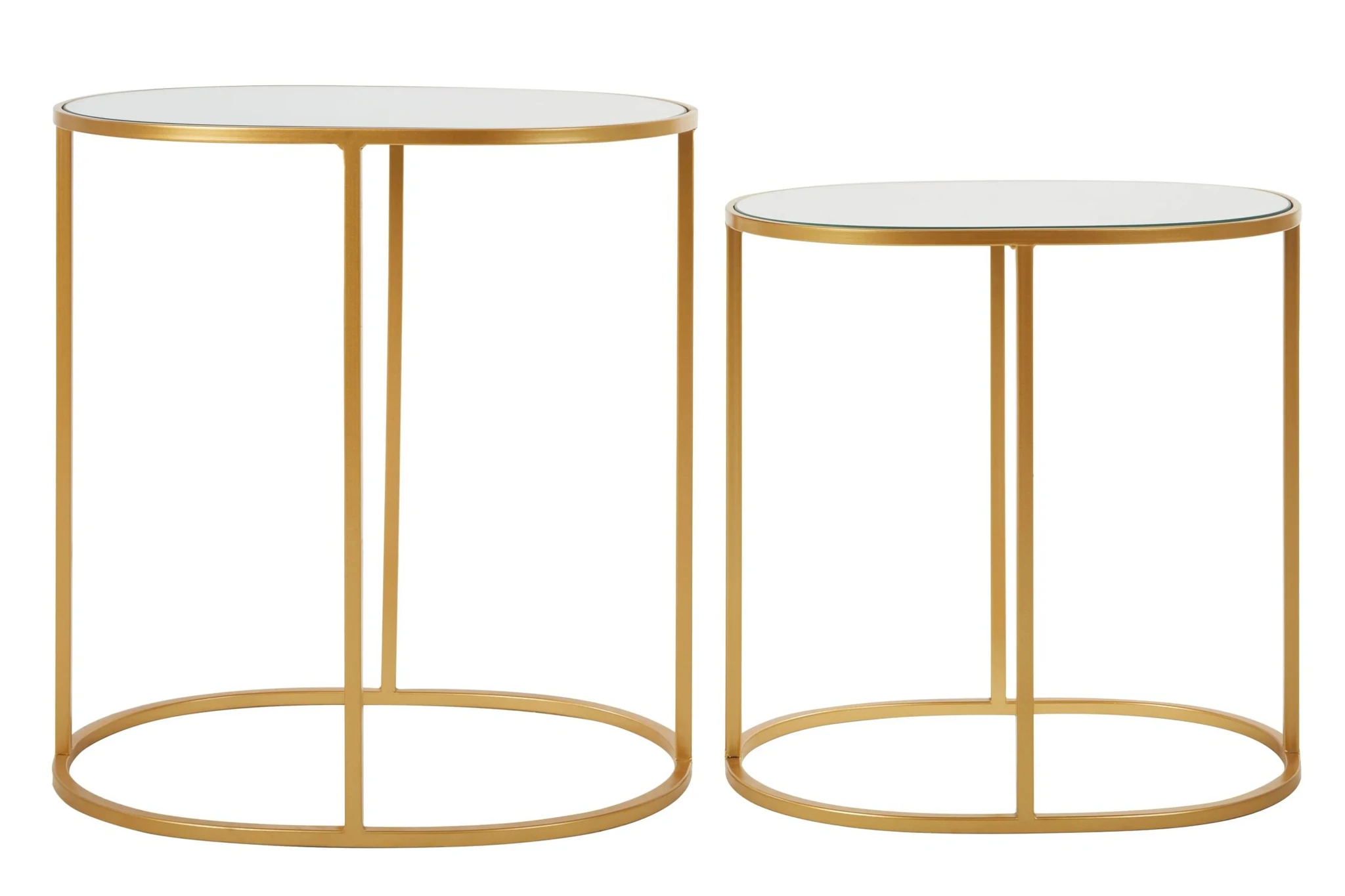 Avantis Gold Finish Set Of 2 Oval Side Tables - Tables, photo 5 of 8