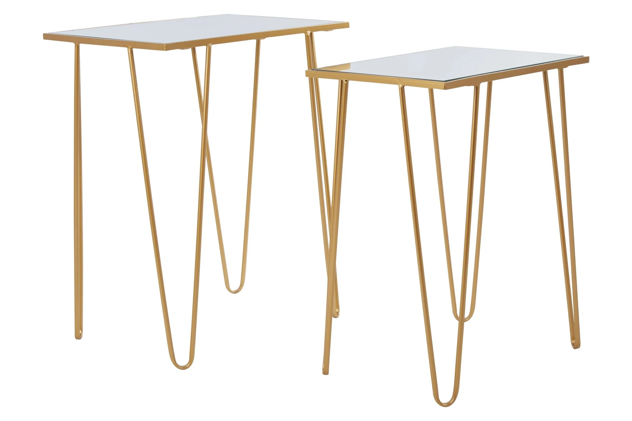 Avantis Gold Finish Set Of 2 Rectangular Side Tables with Hairpin Legs - Tables, photo 6 of 8