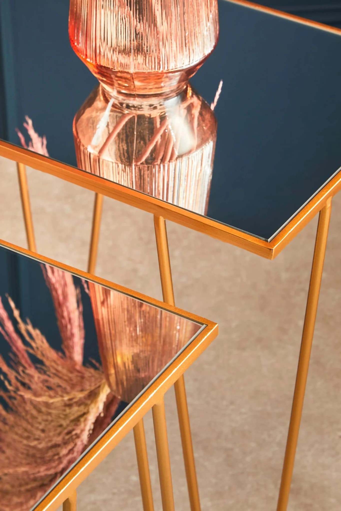 Avantis Gold Finish Set Of 2 Rectangular Side Tables with Hairpin Legs - Tables, photo 3 of 8