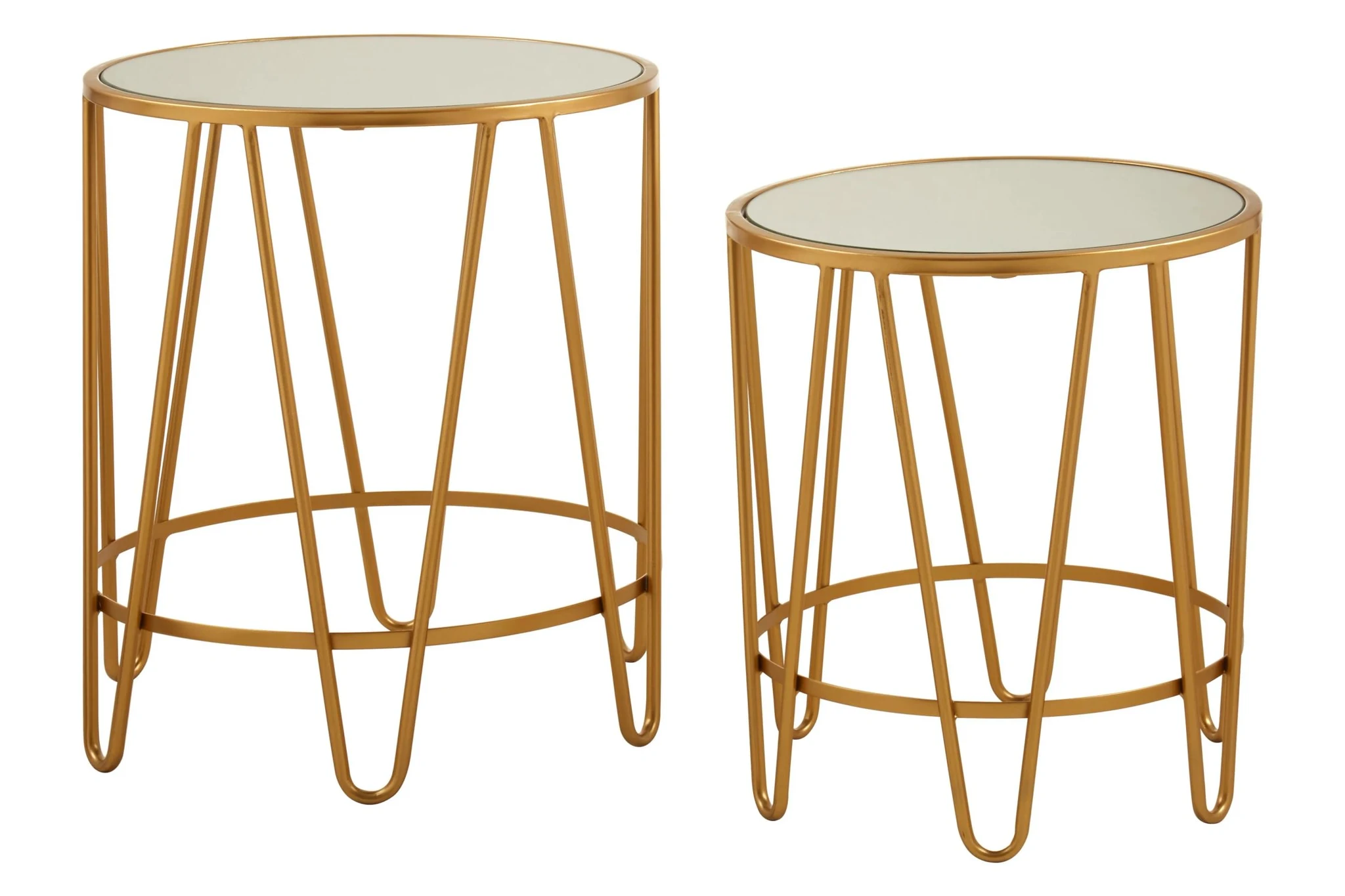 Avantis Gold Finish Set Of 2 Hairpin Design Side Tables - Tables, photo 2 of 6