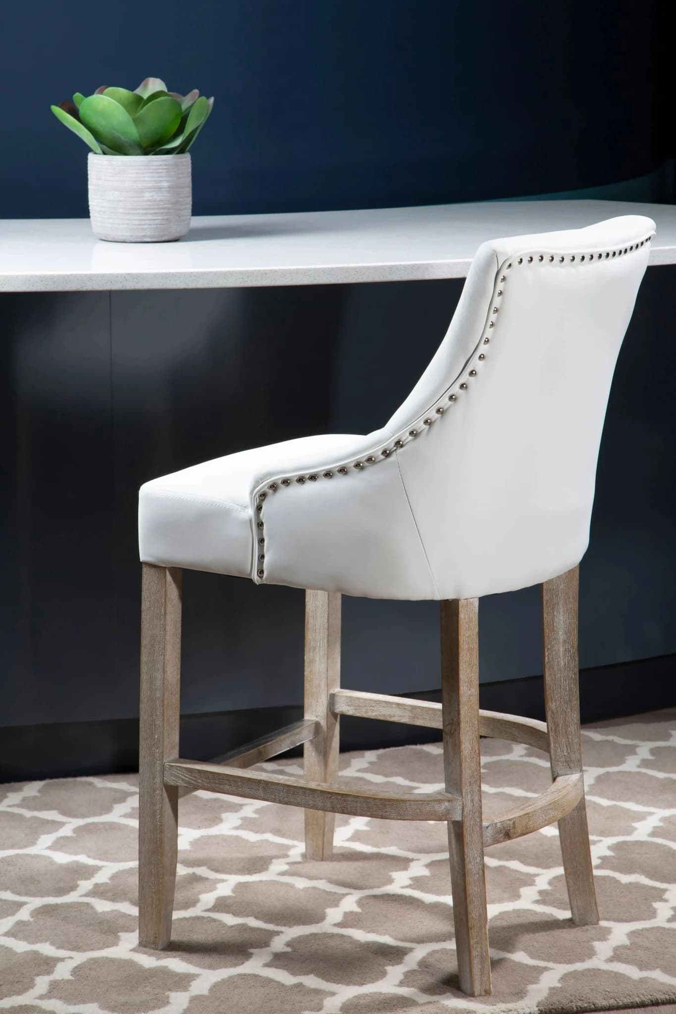 Kensington Townhouse Ivory Leather Effect High Back Bar Chair - Seating, photo 3 of 8