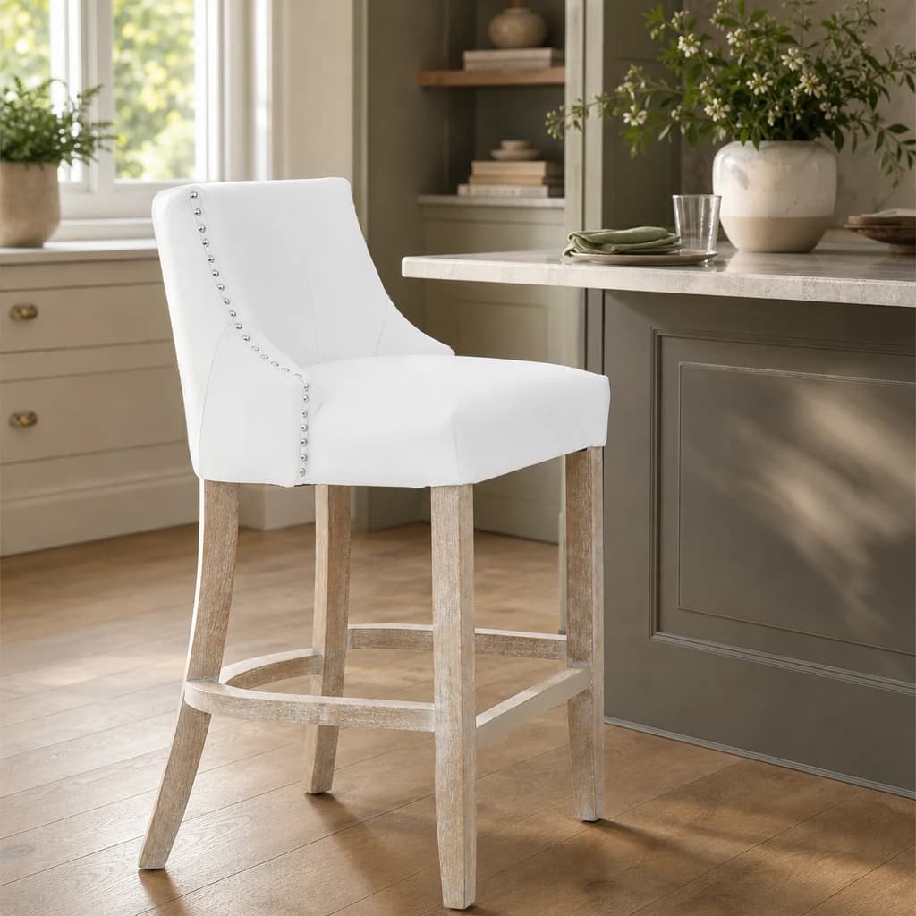 Kensington Townhouse Ivory Leather Effect Bar Chair - Seating, photo 1 of 8
