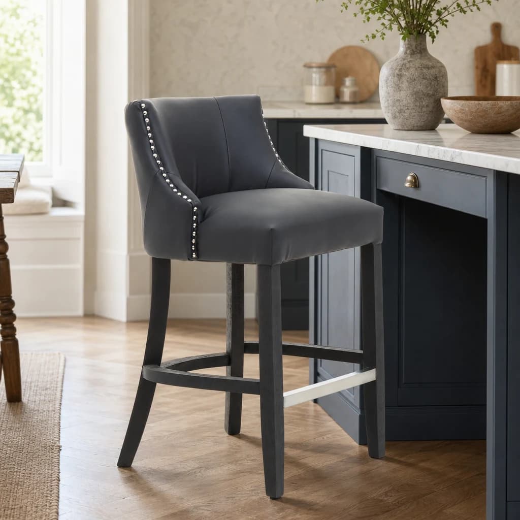 Kensington Townhouse Black Leather Effect Bar Chair - Seating, photo 1 of 8