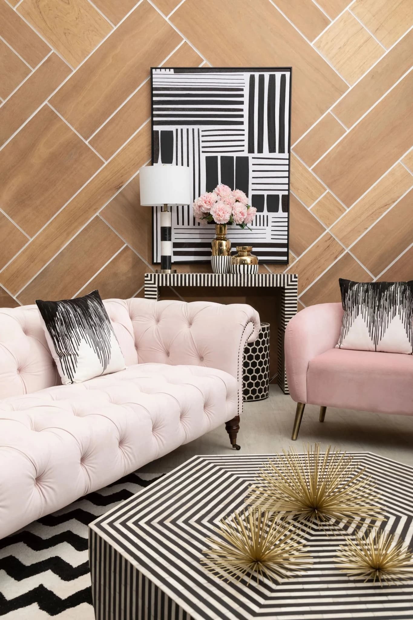Suri 3 Seat Pale Pink Velvet Modern Chesterfield Sofa - Seating, photo 2 of 8