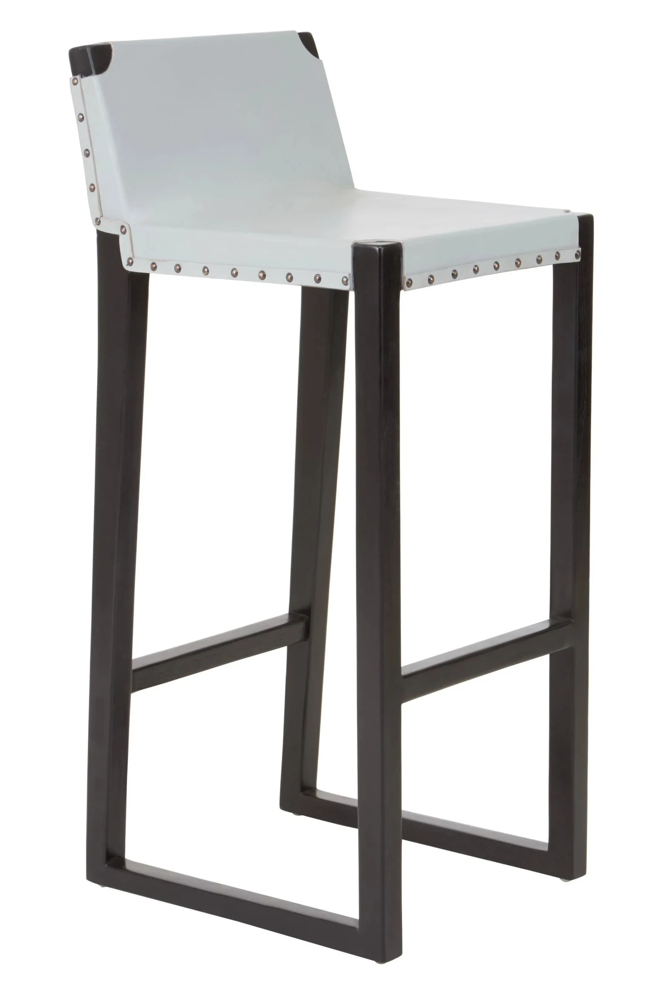 Kendari Grey Leather Bar Chair with Black Wooden Legs - Seating, photo 4 of 7
