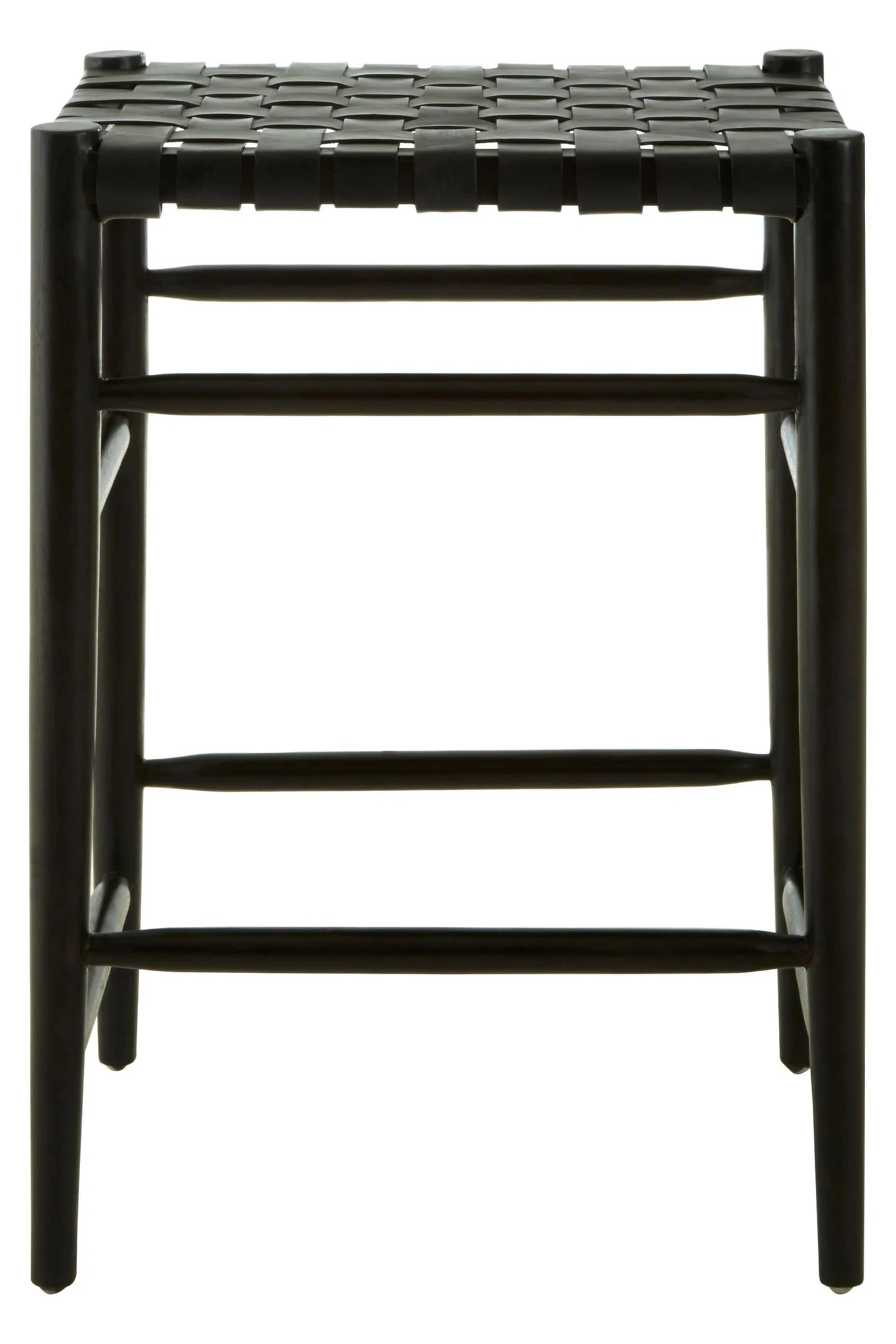 Kendari Black Woven Leather Barstool - Seating, photo 3 of 5