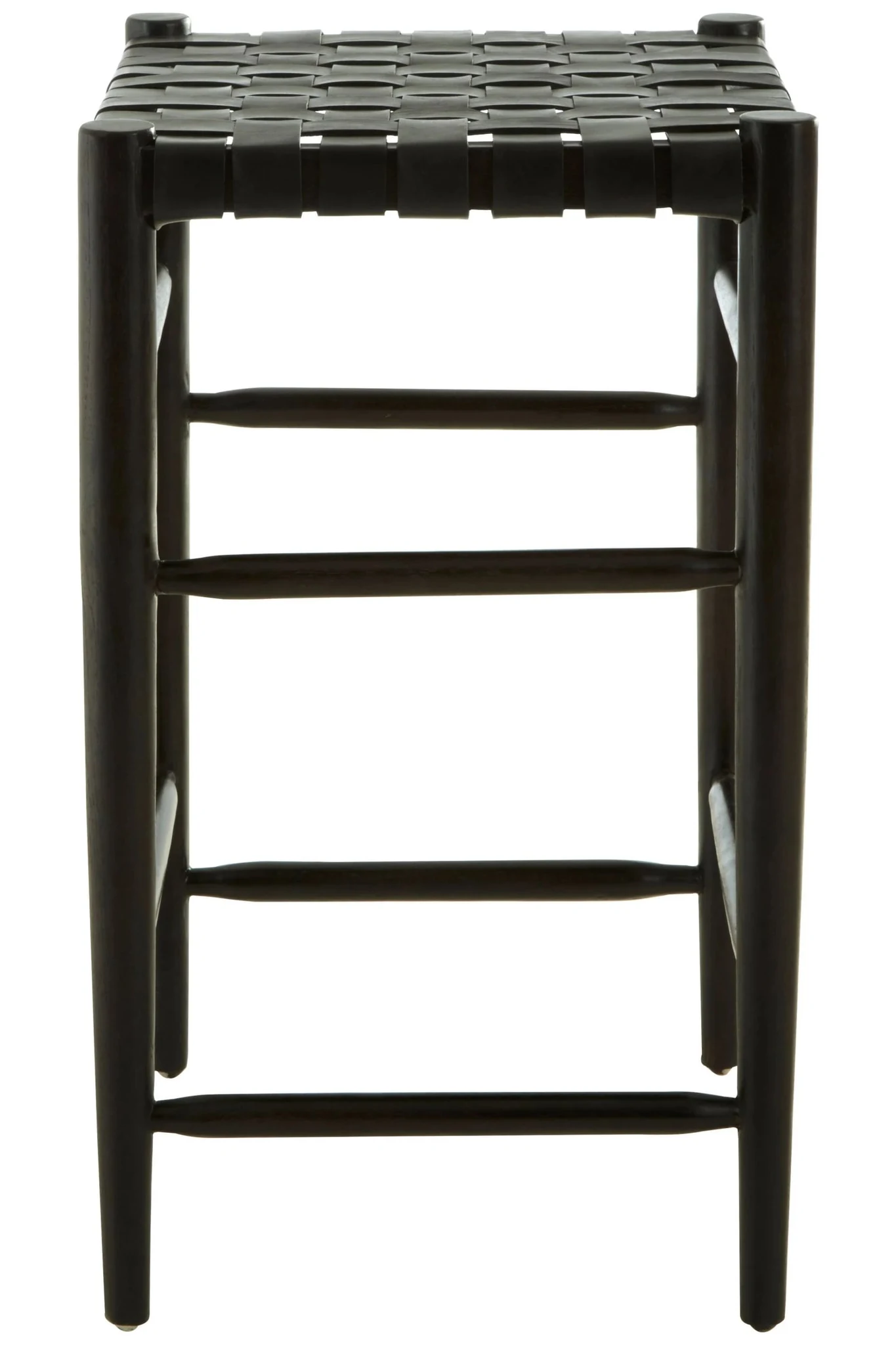 Kendari Black Woven Leather Barstool - Seating, photo 2 of 5