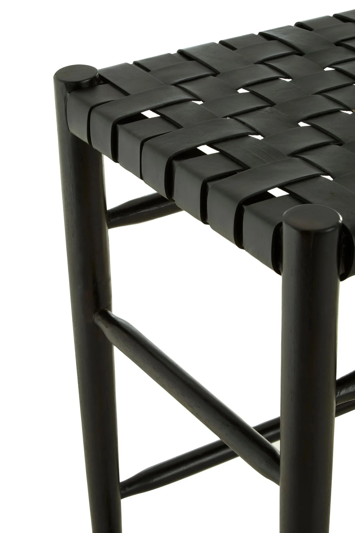Kendari Black Woven Leather Barstool - Seating, photo 5 of 5