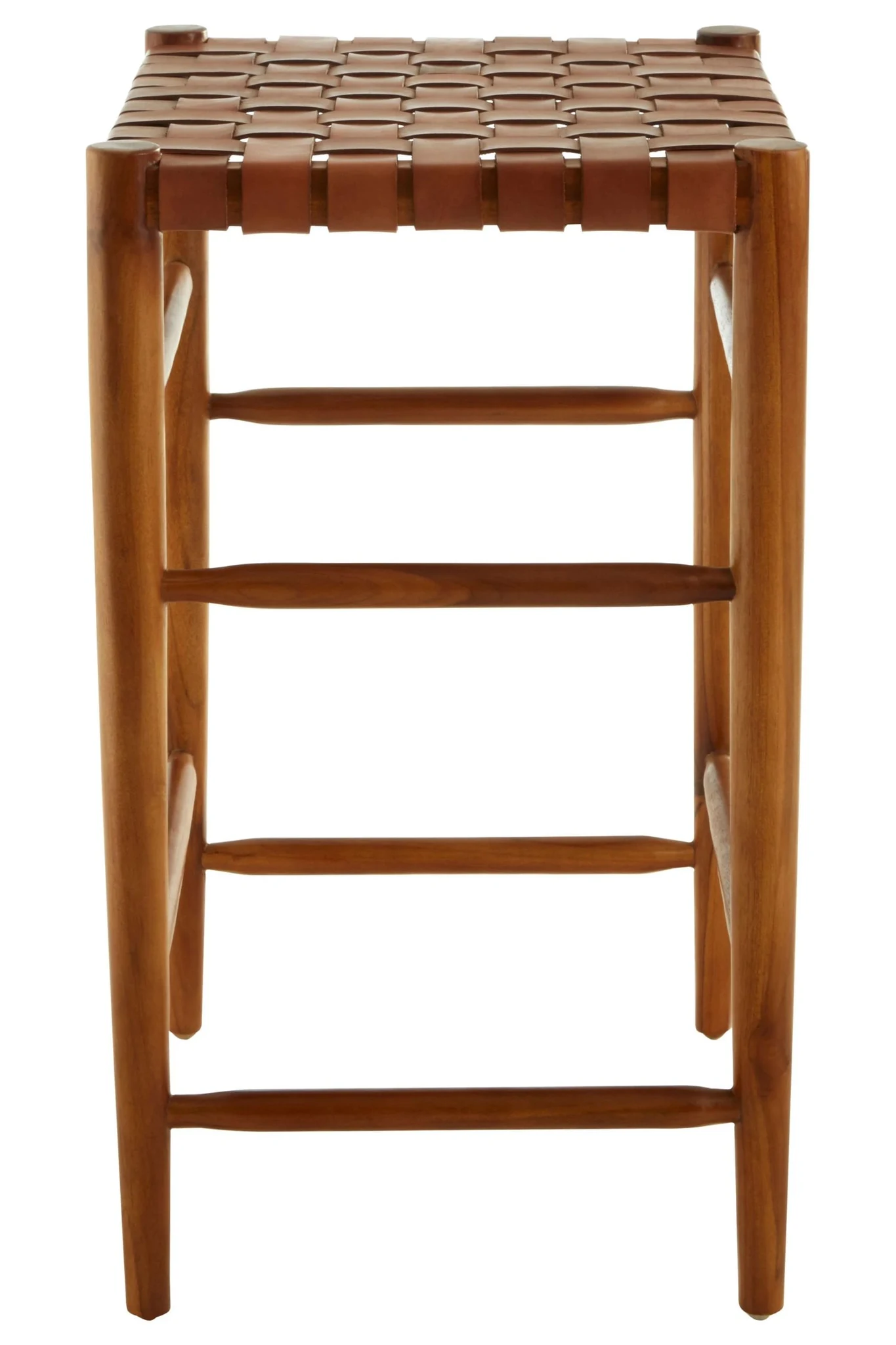 Kendari Brown Woven Leather Barstool - Seating, photo 3 of 6