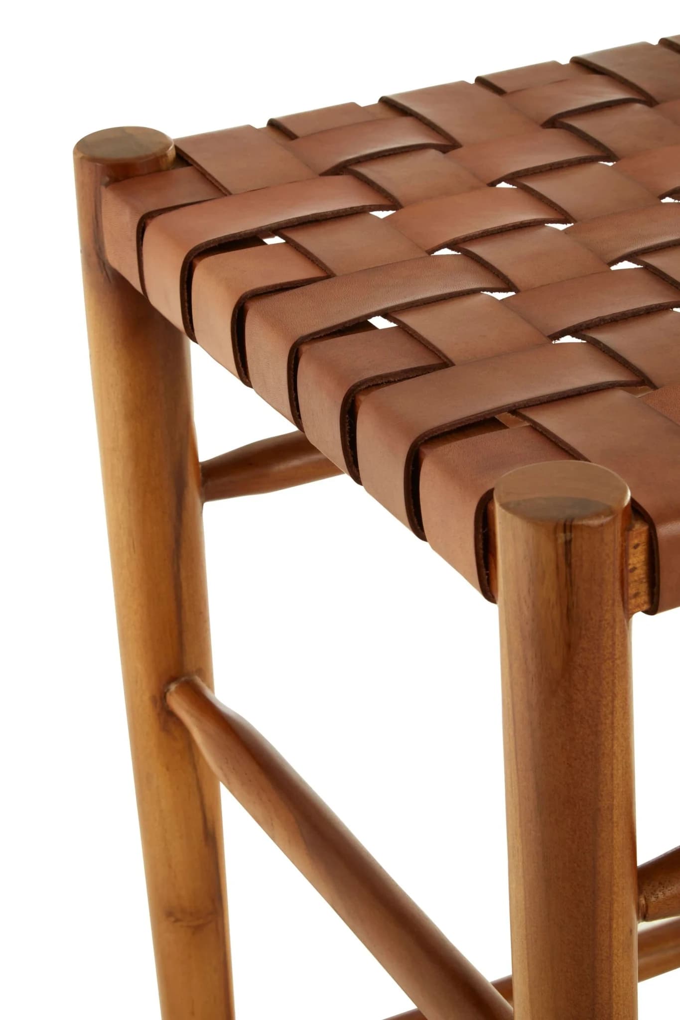 Kendari Brown Woven Leather Barstool - Seating, photo 6 of 6