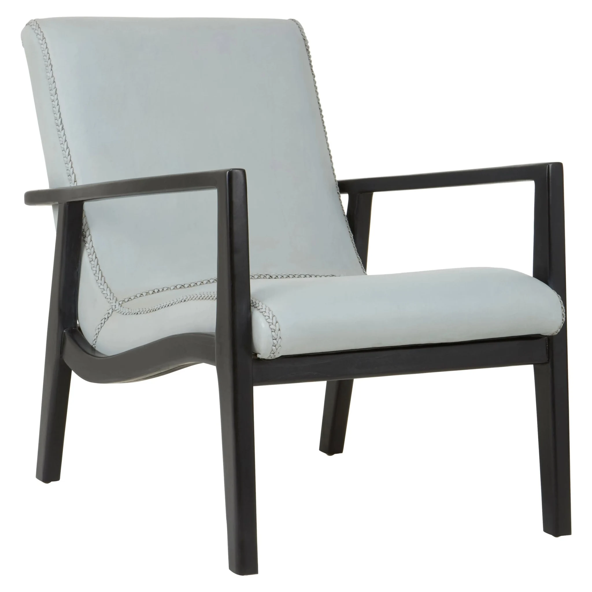 Kendari Grey Leather Chair with Black Teak Frame - Seating, photo 4 of 6