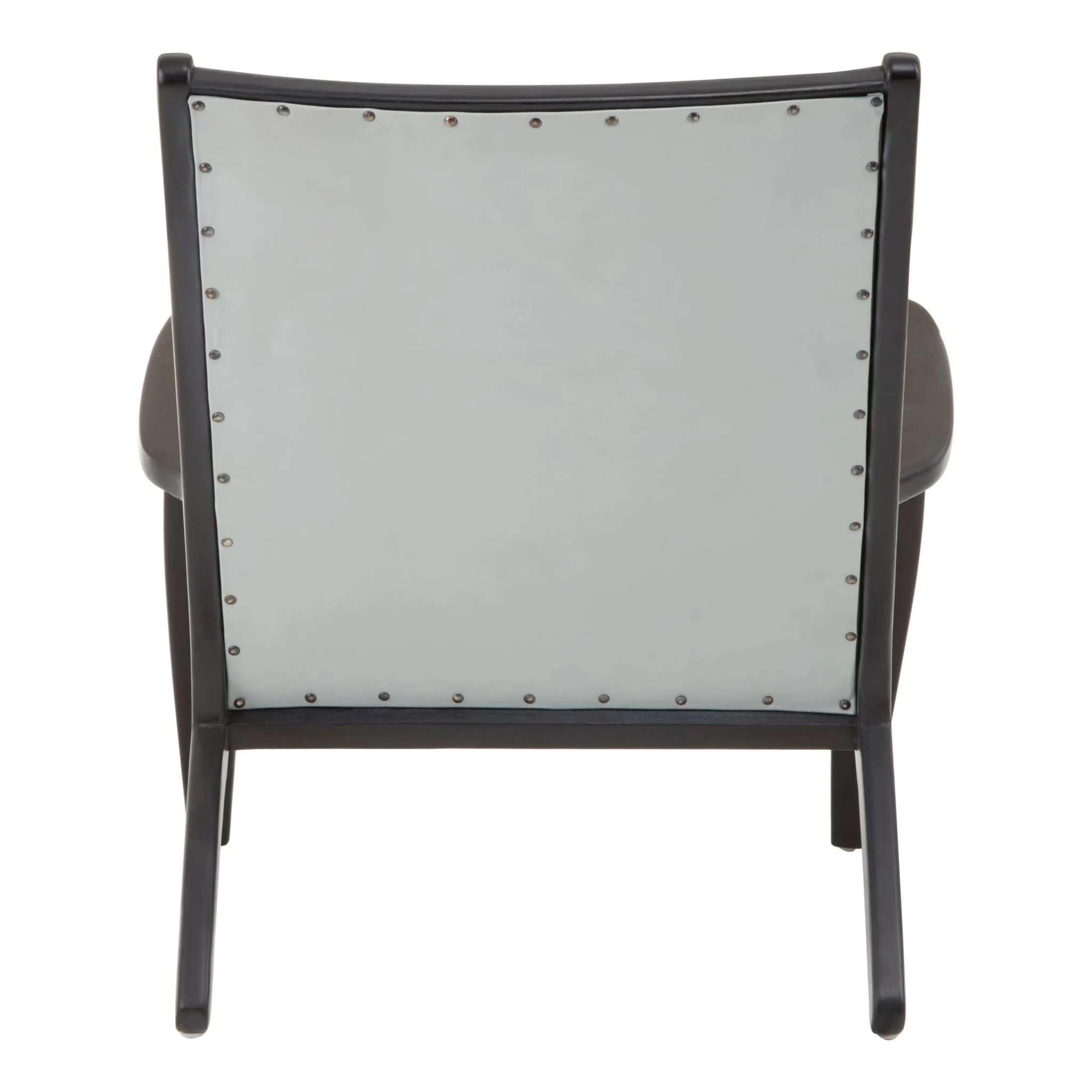 Kendari Grey Leather and Teak Wood Chair with Stud Detail - Seating, photo 2 of 6