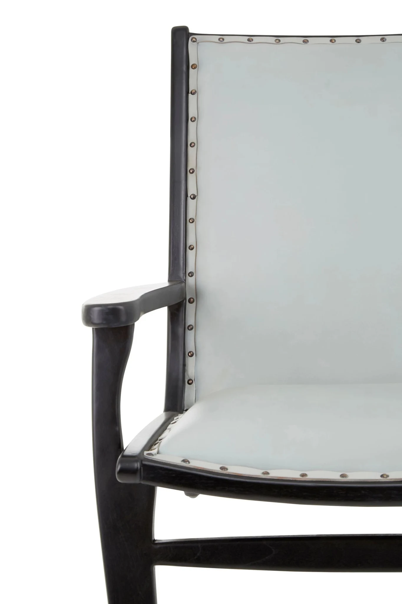 Kendari Grey Leather and Teak Wood Chair with Stud Detail - Seating, photo 6 of 6