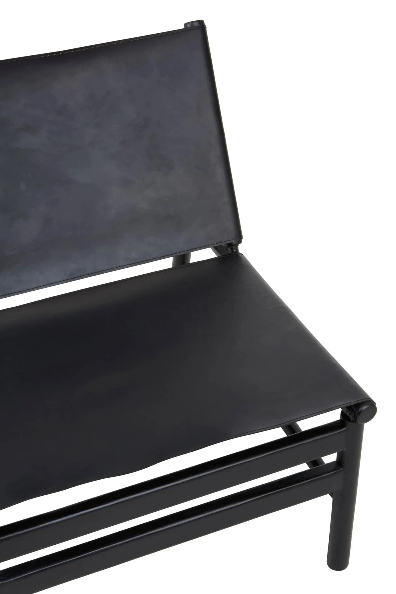 Kendari Black Leather and Teak Modern Sling Chair - Seating, photo 6 of 6