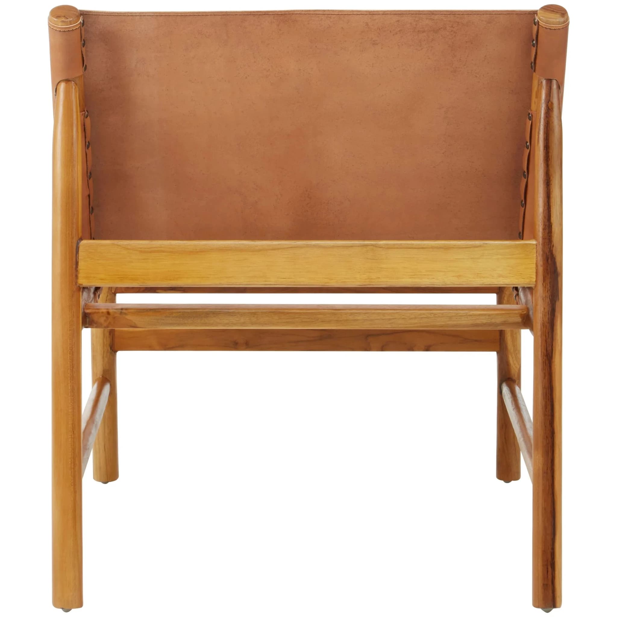 Kendari Brown Leather and Teak Modern Sling Chair - Seating, photo 4 of 8