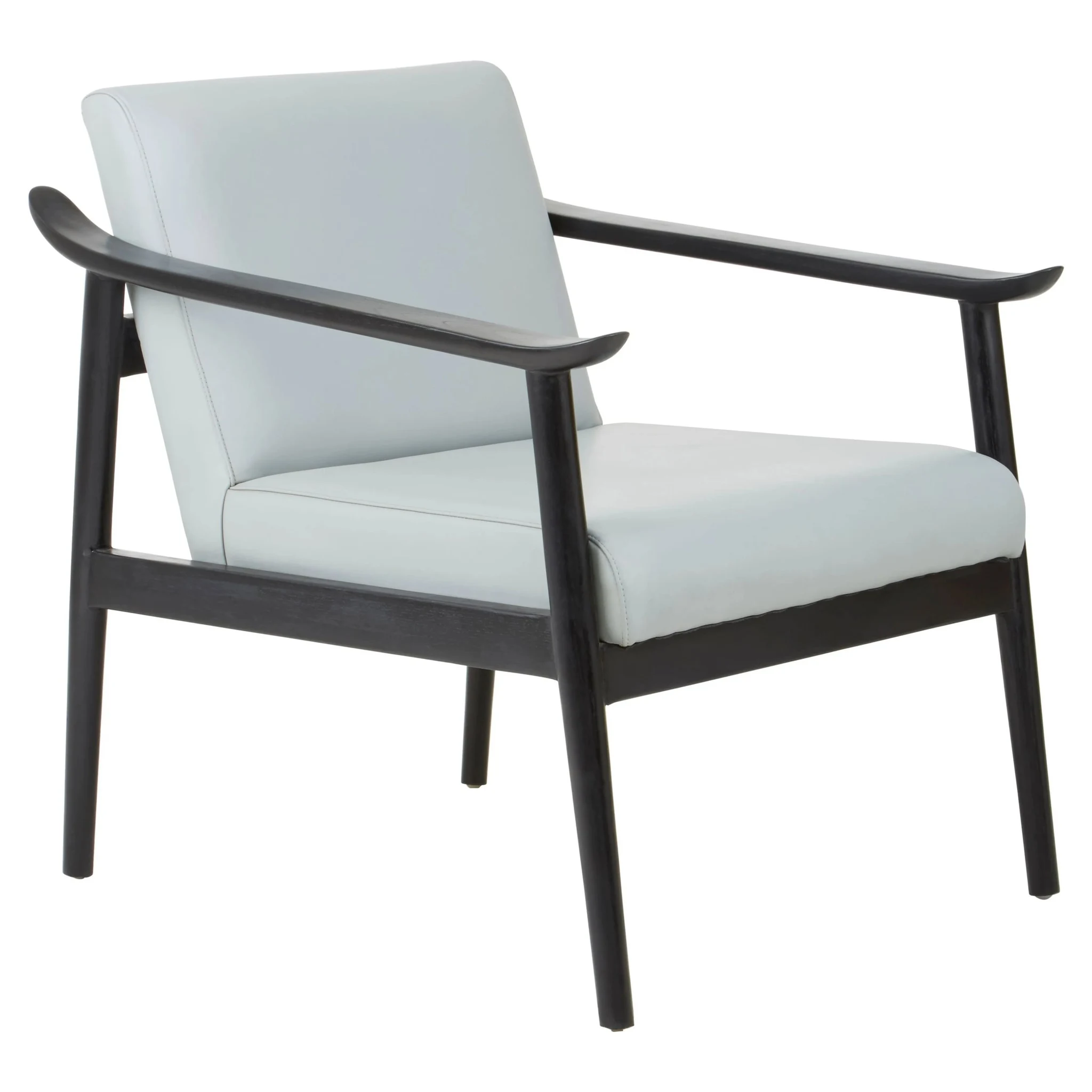 Kendari Grey Leather Armchair with Black Teak Wood Frame - Seating, photo 4 of 6
