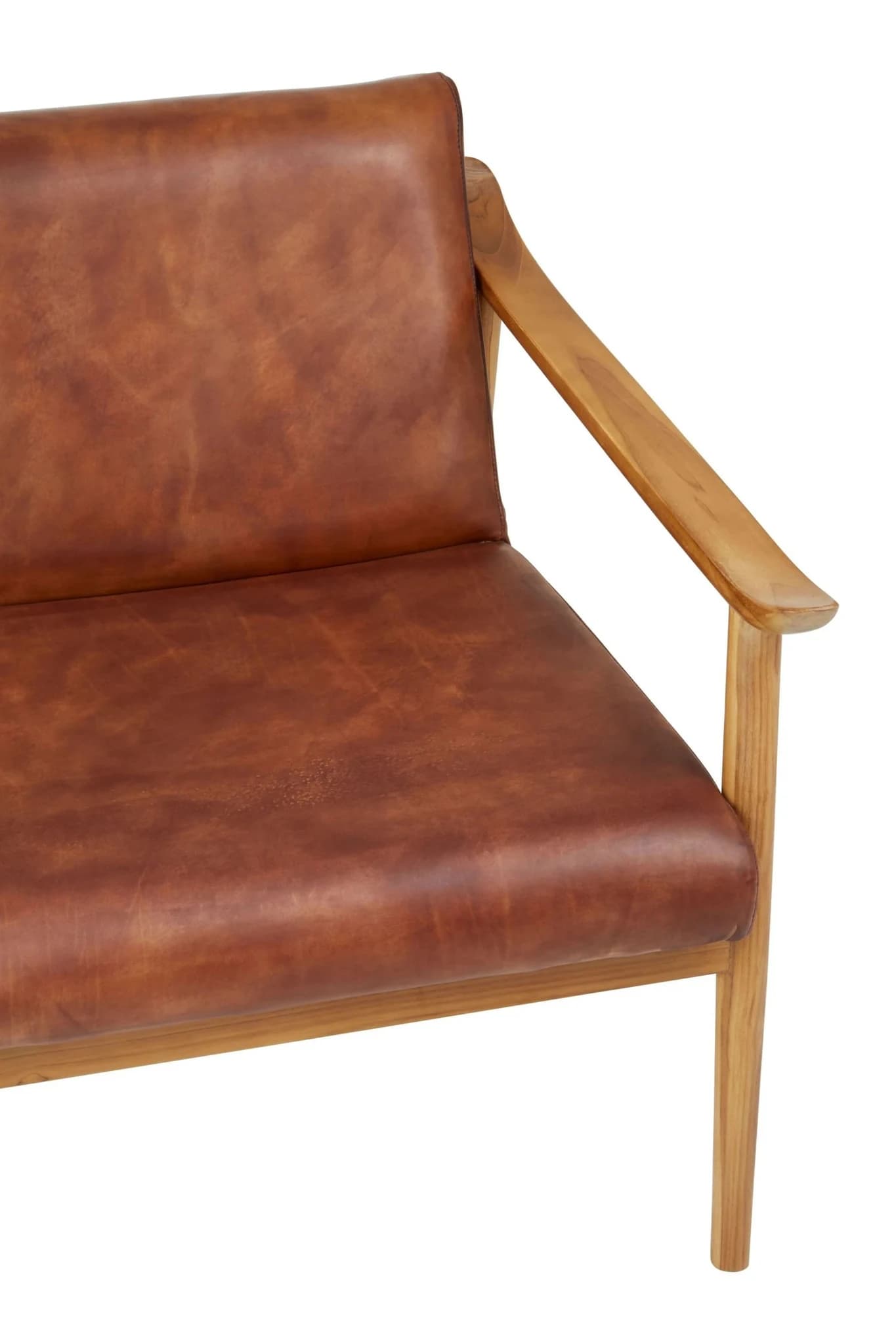 Kendari Brown Leather with Natural Teak Wood Armchair - Seating, photo 7 of 7