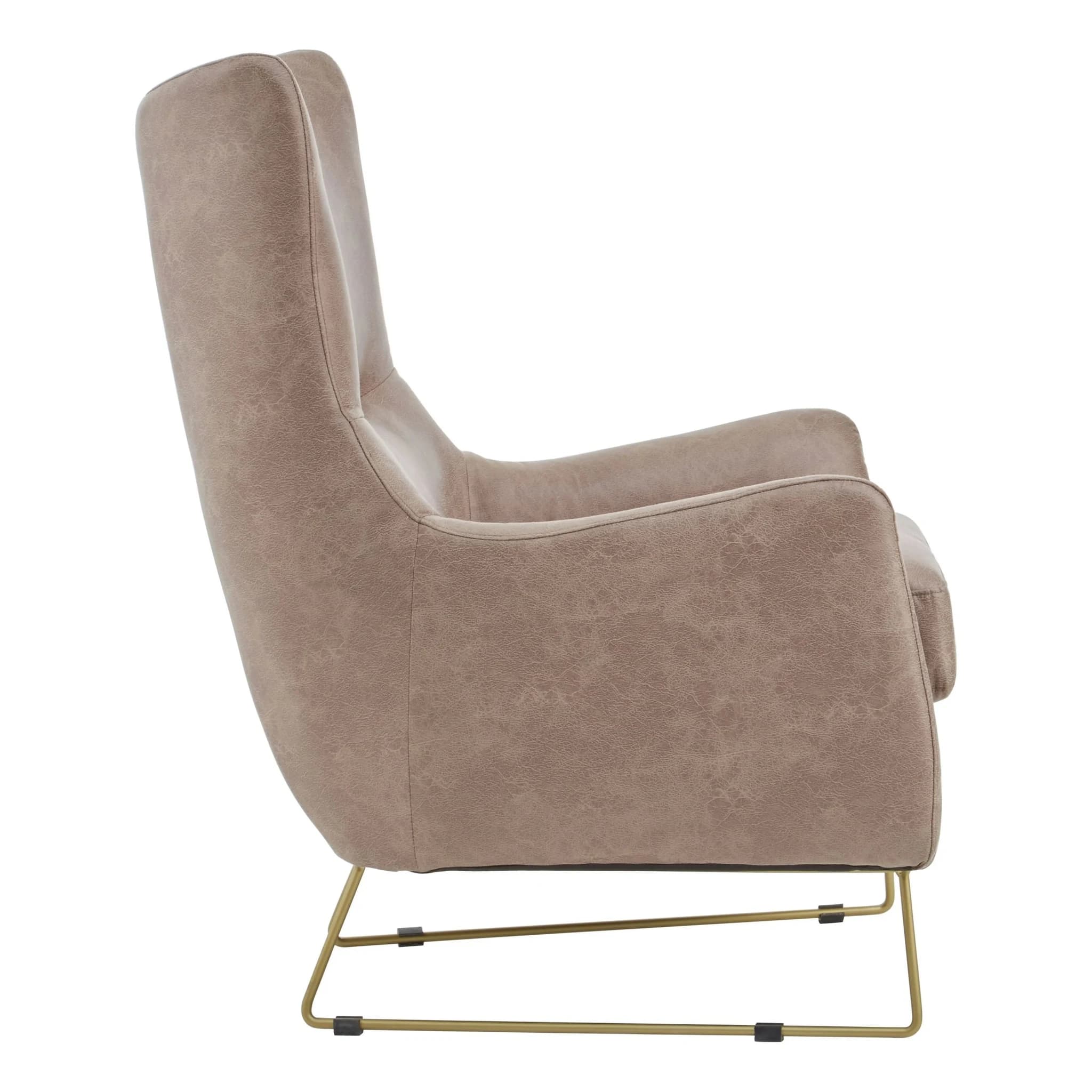 Henry Light Brown Faux Leather Armchair - Seating, photo 3 of 6