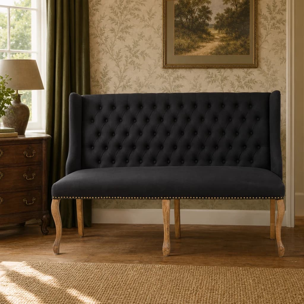 Harrison Black 2 Seat Bench Sofa - Seating, photo 1 of 7