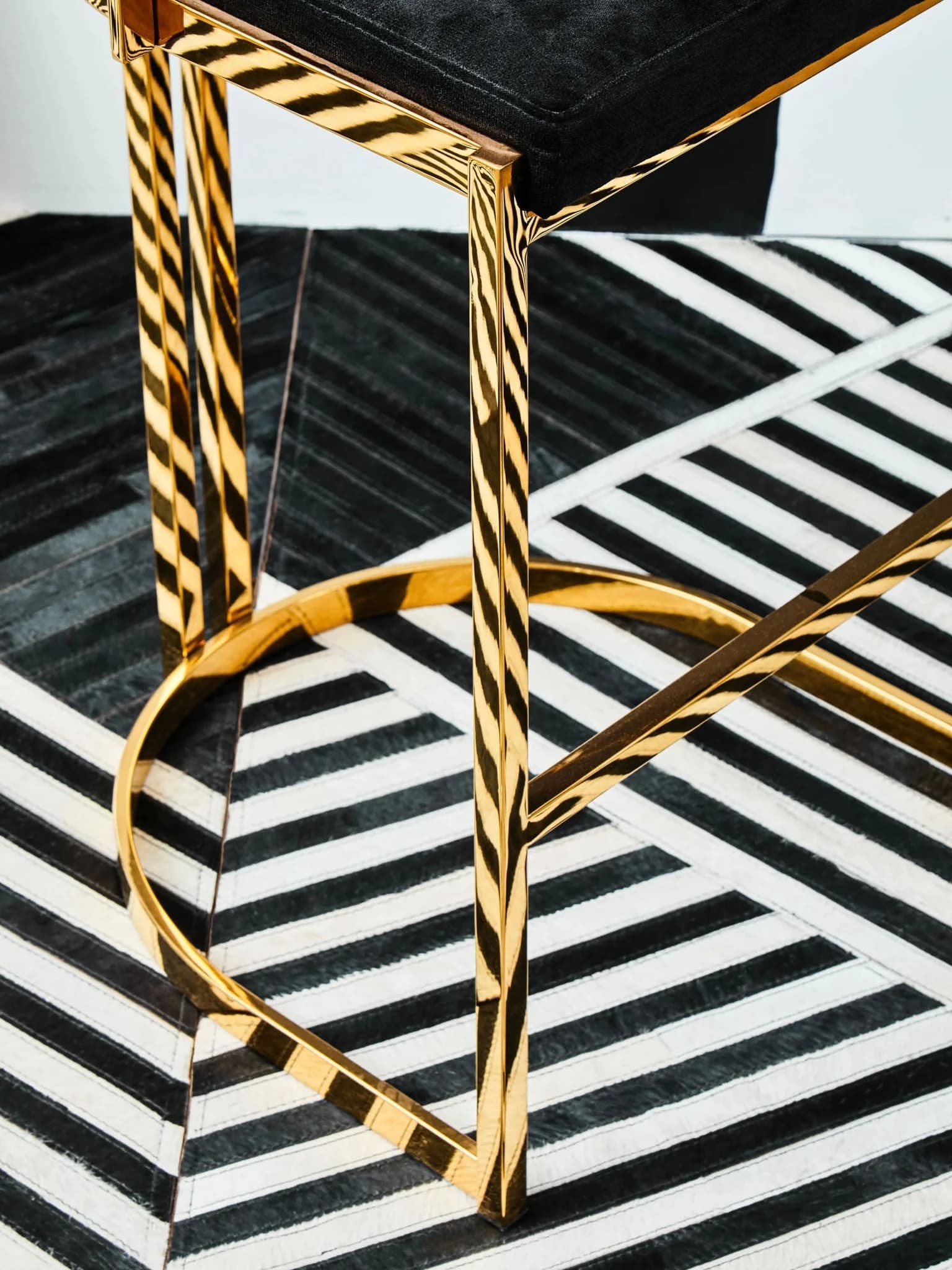 Piermount Black Velvet And Gold Bar Stool - Seating, photo 3 of 8