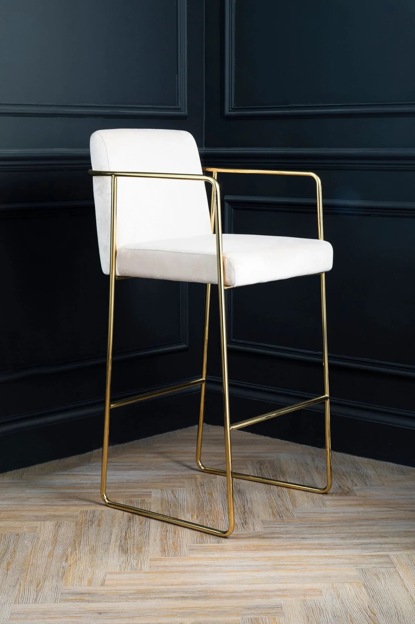 Piermount Mink Velvet And Gold Bar Stool - Seating, photo 2 of 7