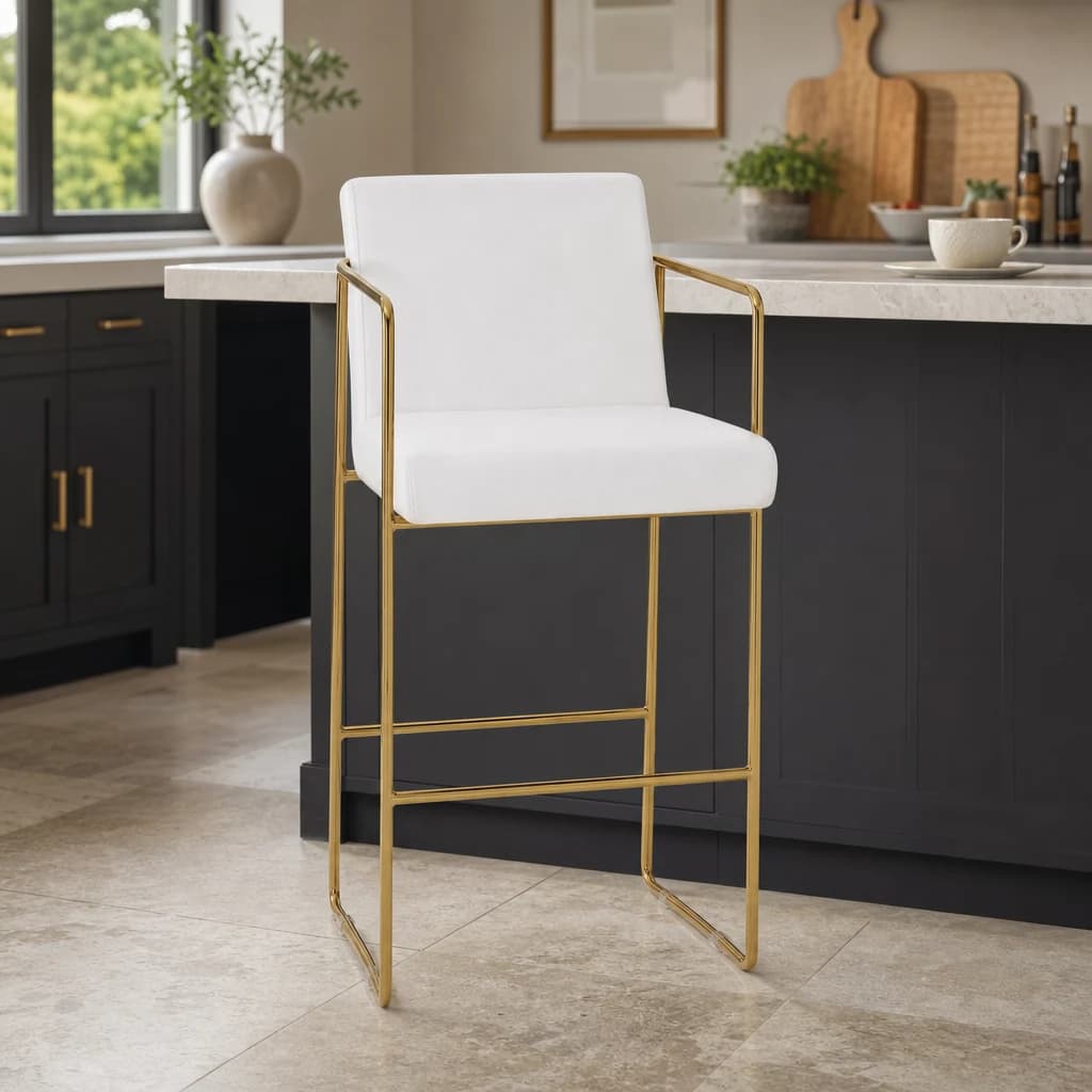 Piermount Mink Velvet And Gold Bar Stool - Seating, photo 1 of 7