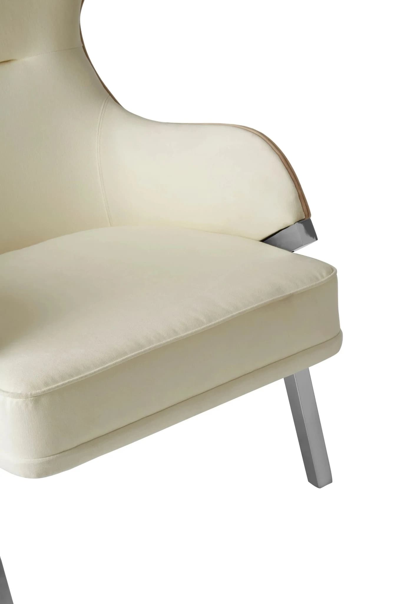 Piermount Ivory and Stone Velvet Wingback Chair - Seating, photo 8 of 8