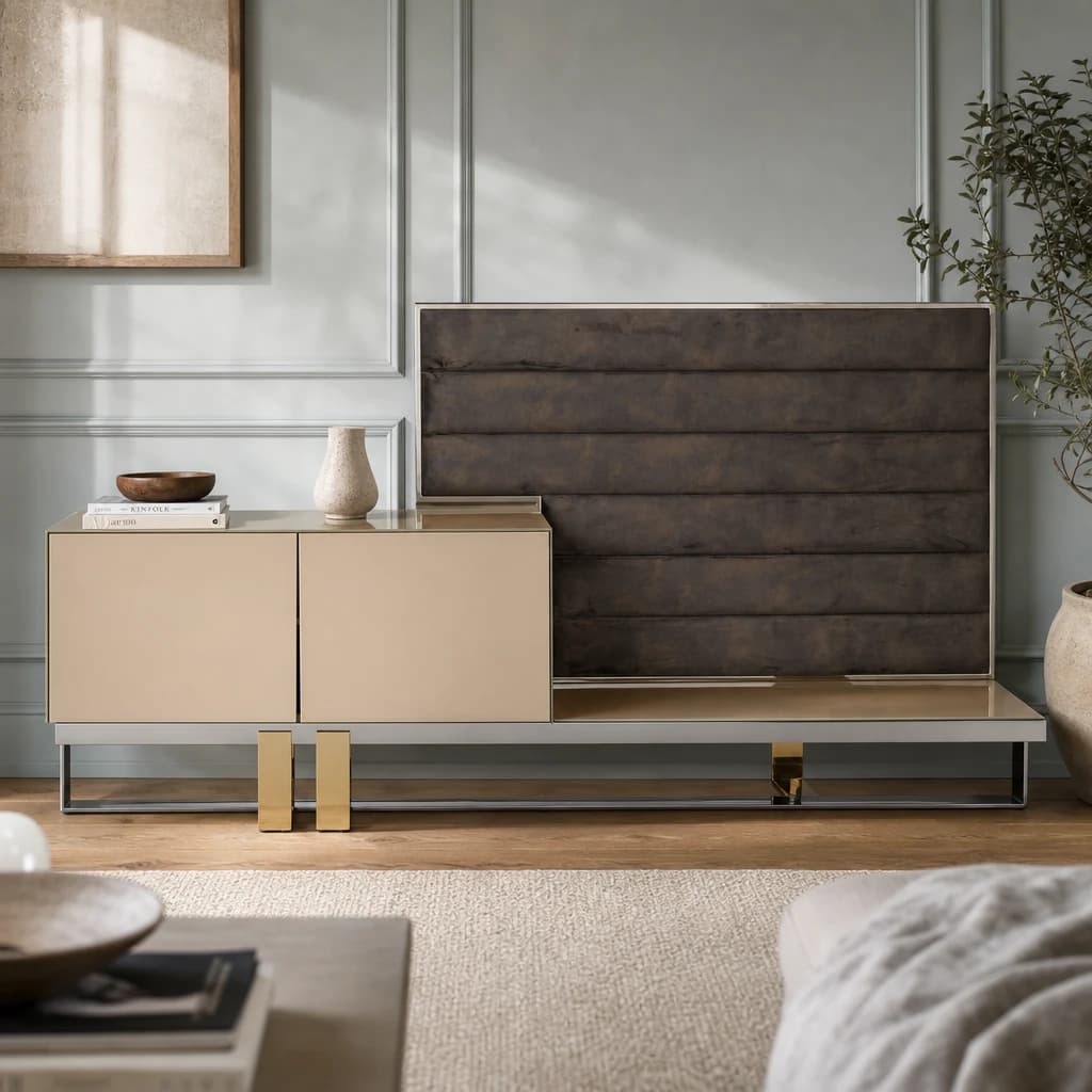 Demas Media Unit with Wall Panel - Bookcases & shelving, photo 1 of 6
